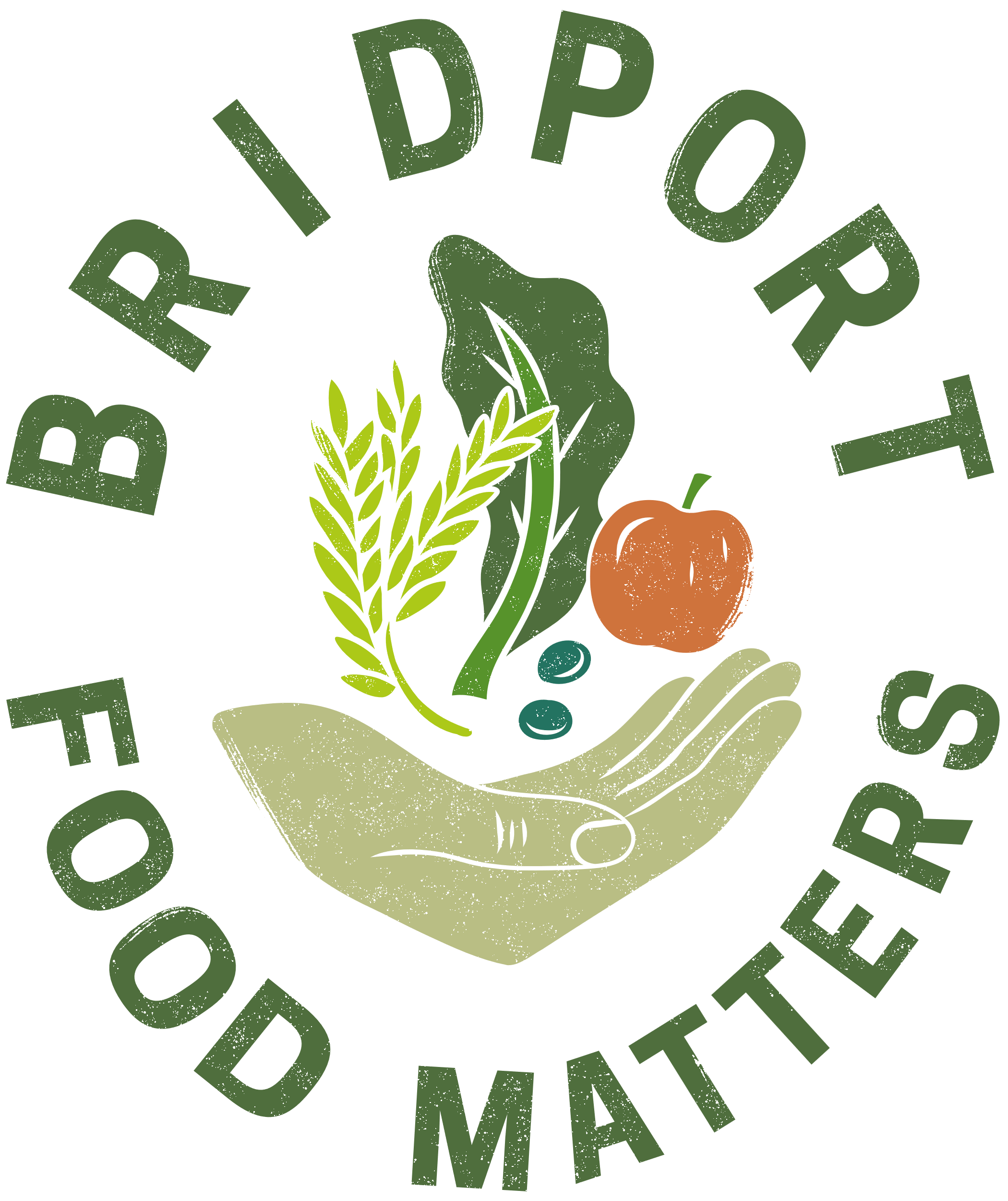 Bridport Food Matters_Oval Logo_Block Print_Full Palette_Dark Green & Beige.png