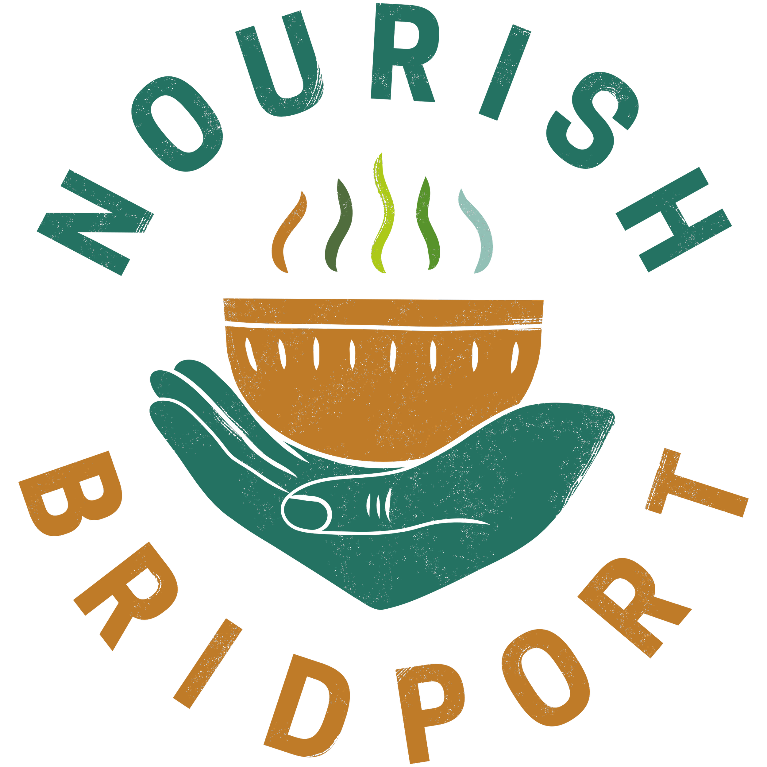 Nourish_Circular Logo_Block Print_Teal Hand_Orange Bowl_Multi Coloured Steam.png