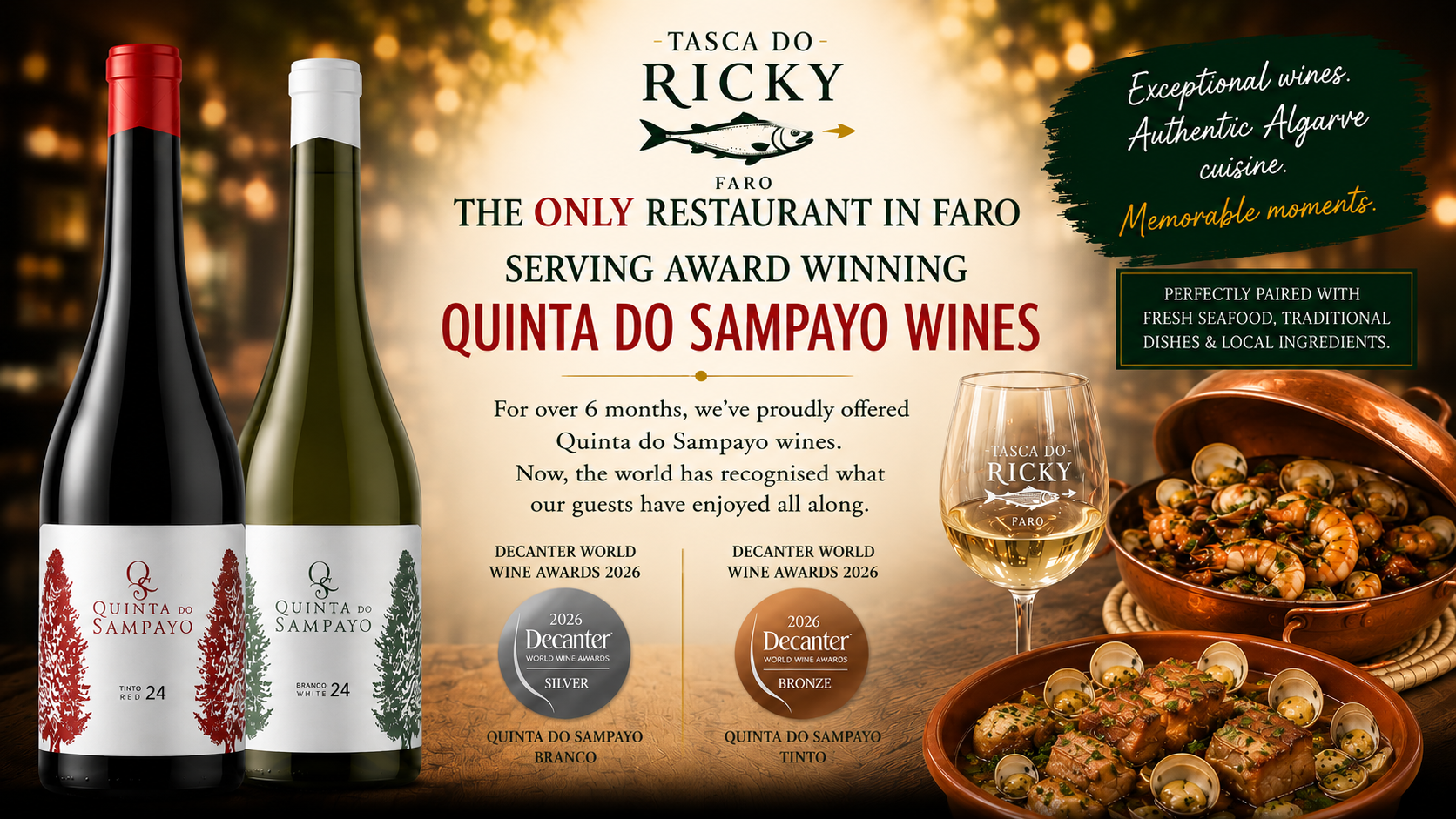 The Only Restaurant in Faro Serving Award Winning Quinta do Sampayo Wines
