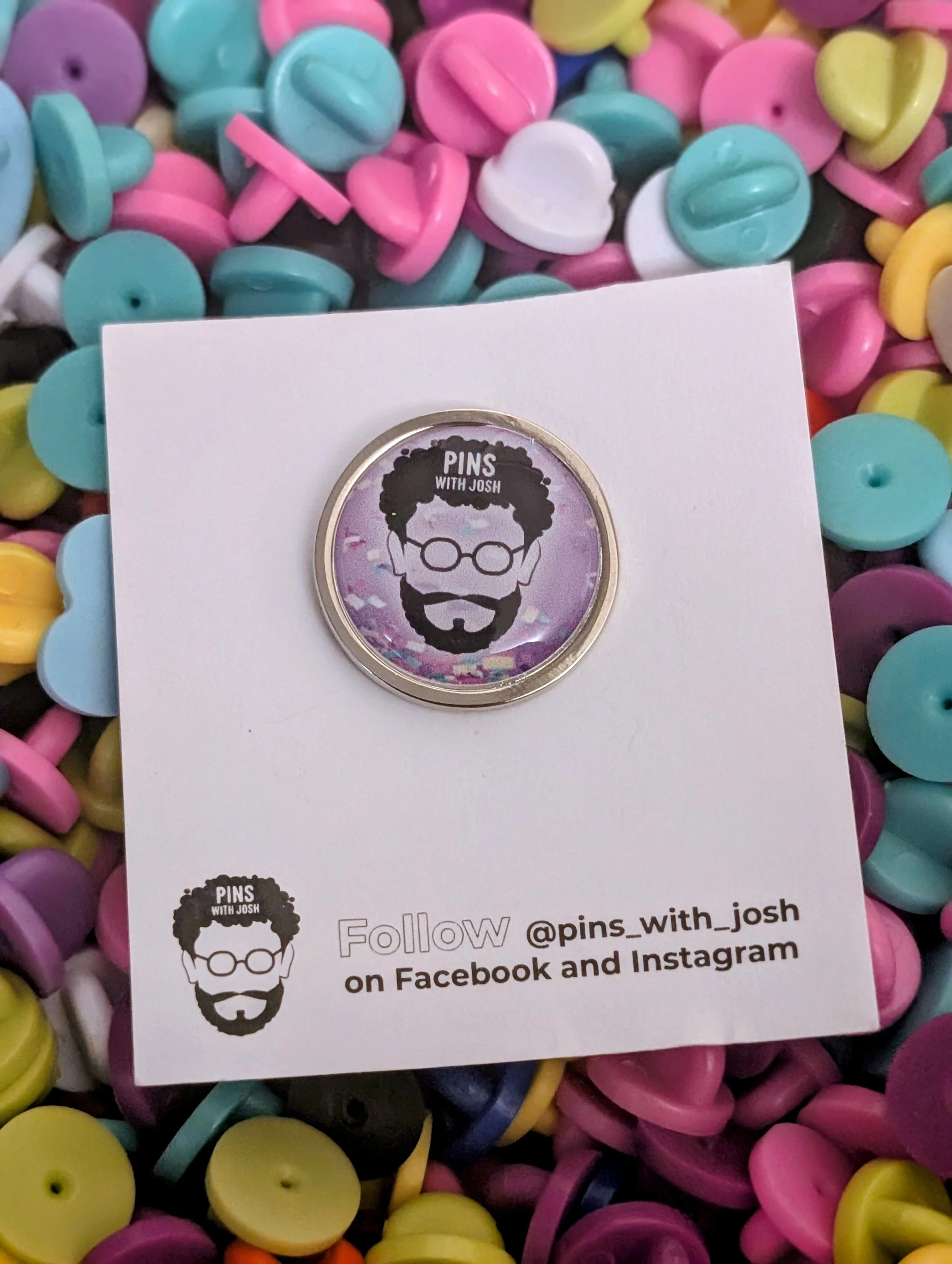 Party-time PWJ pin badge - £2