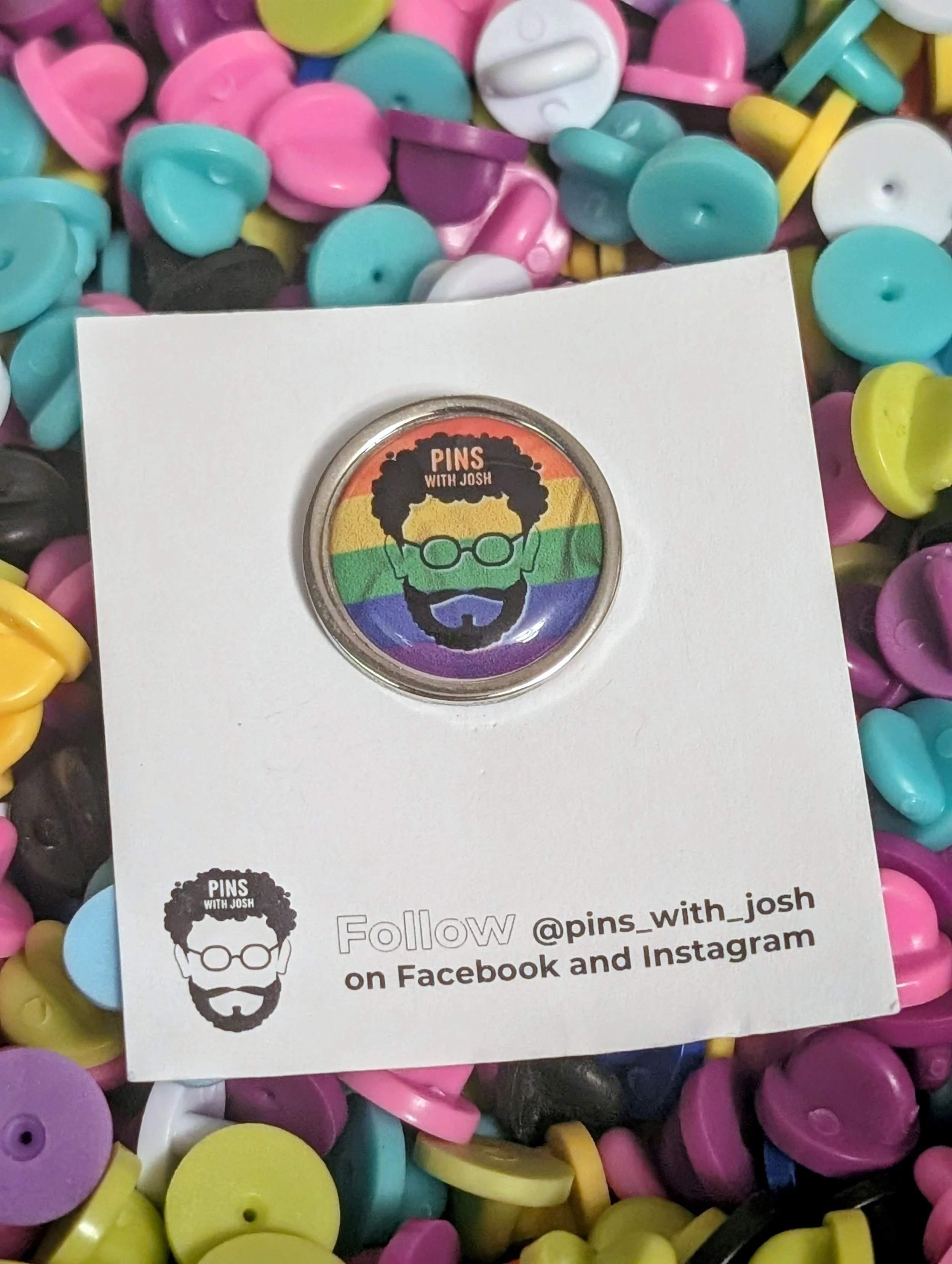 Rainbow PWJ pin badge - £2