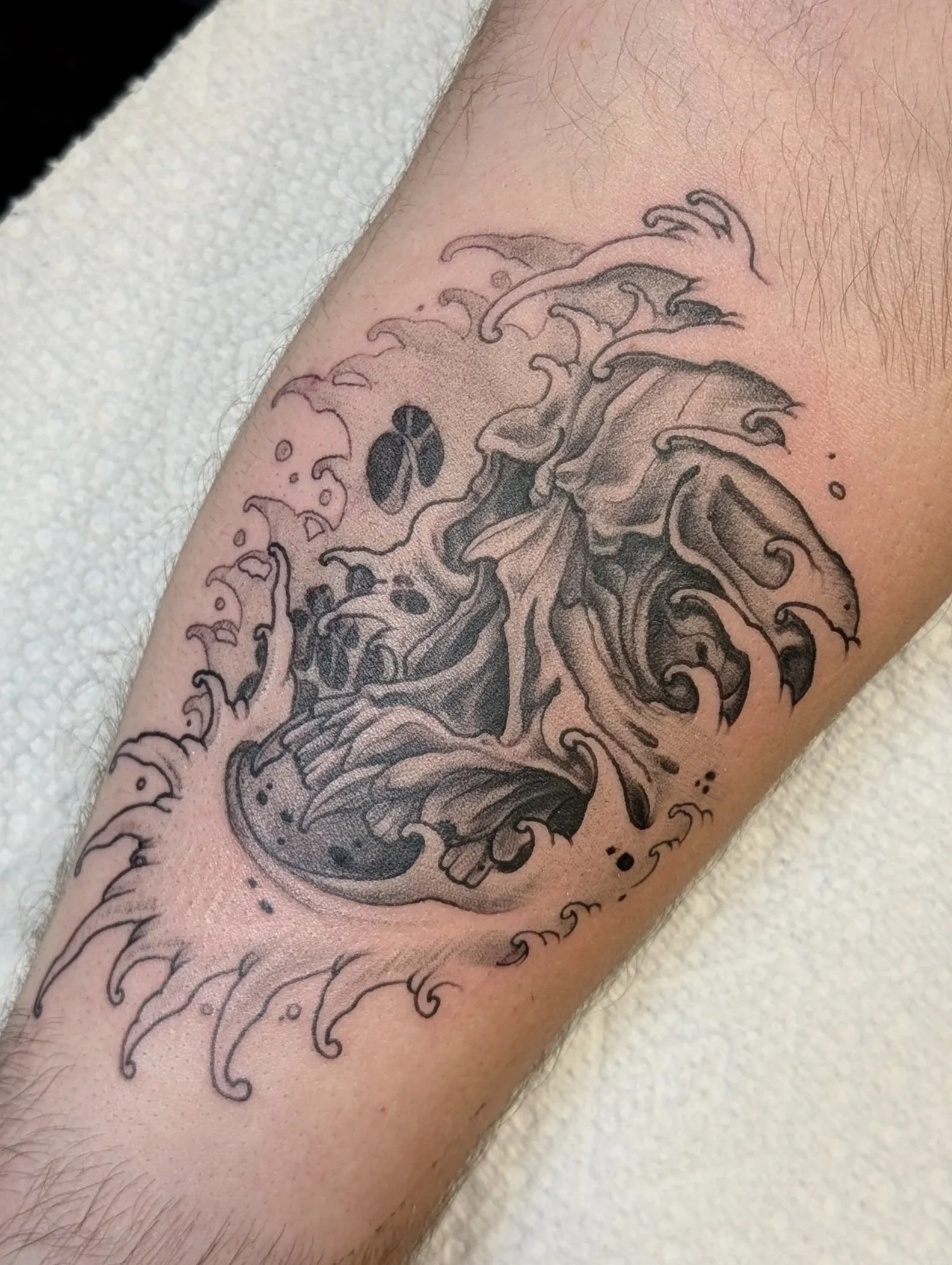 Skull Japanese Wave Tattoo