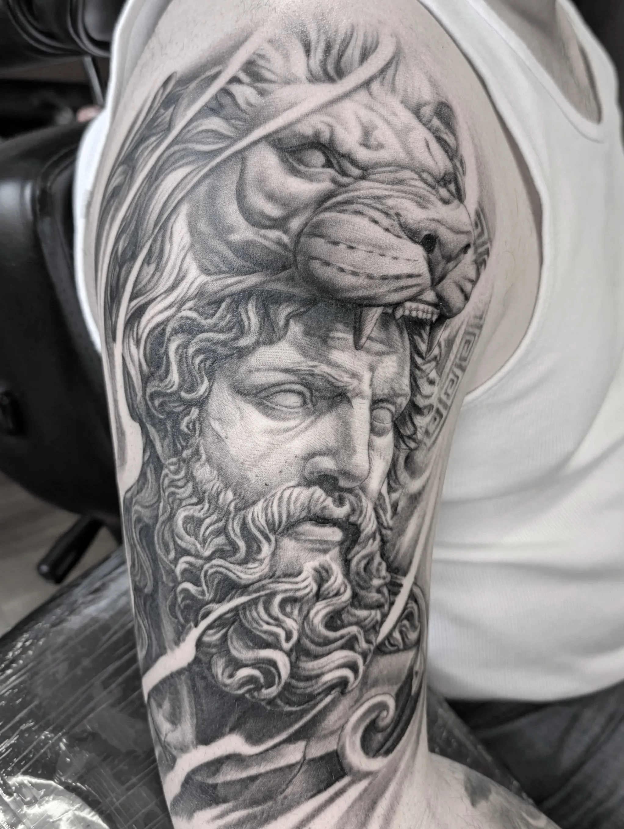 Realism Hercules Statue Tattoo