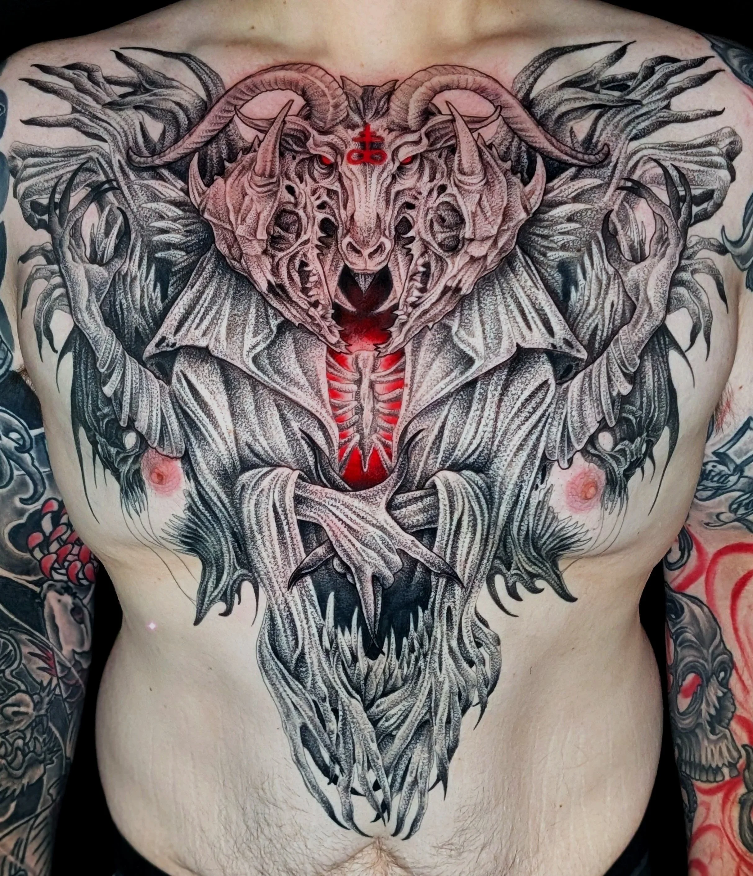 Demon Chest Tattoo