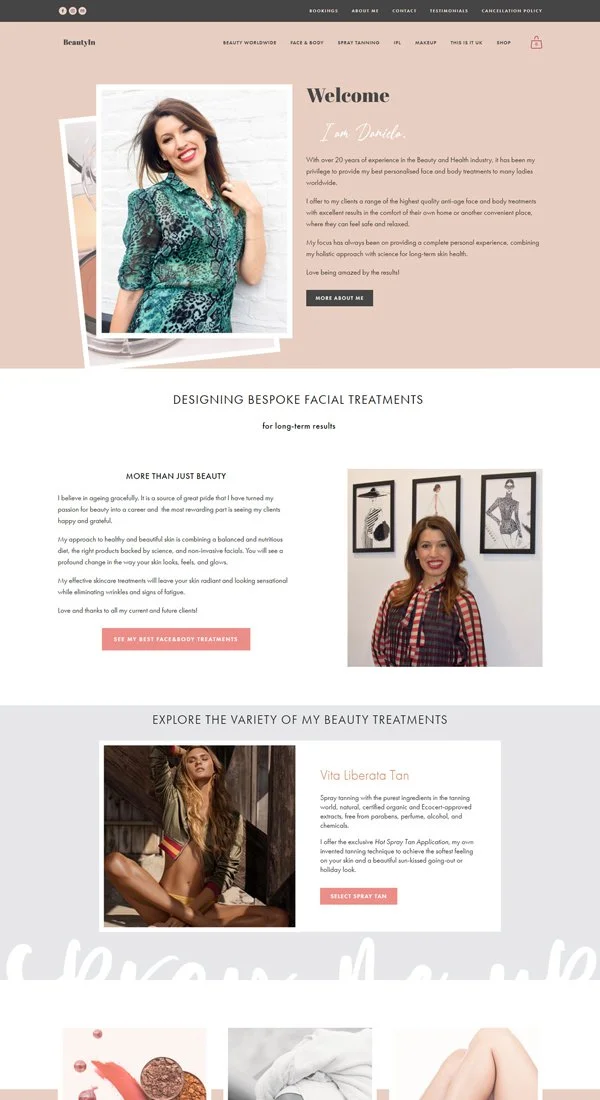 Health and Beauty website BeautyIn - Web design Brighton