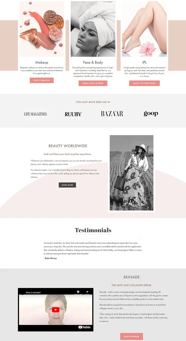 Health and Beauty website BeautyIn - Web design Brighton-London