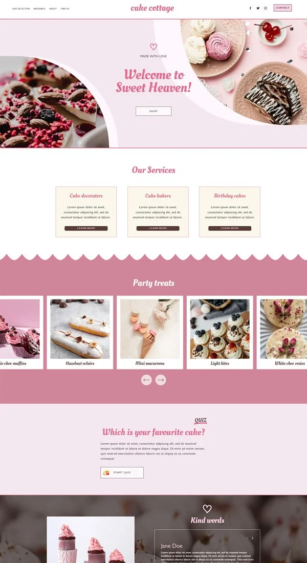Bakery website Squarespace