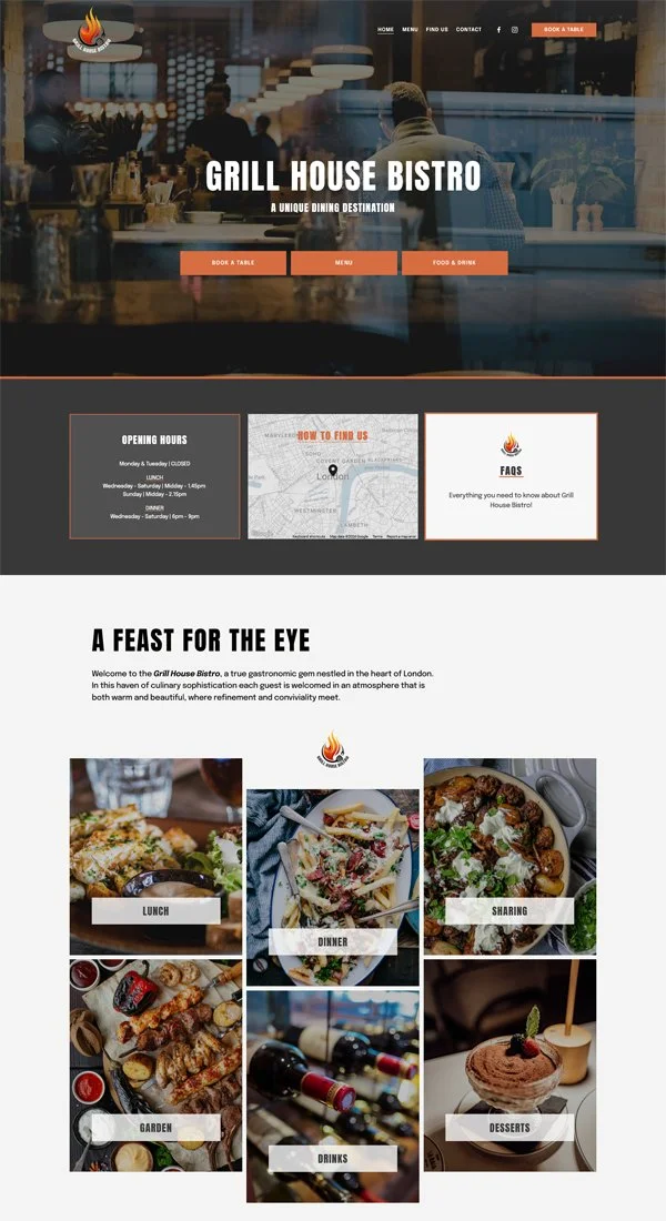 Grill Restaurant website - Web designer Brighton