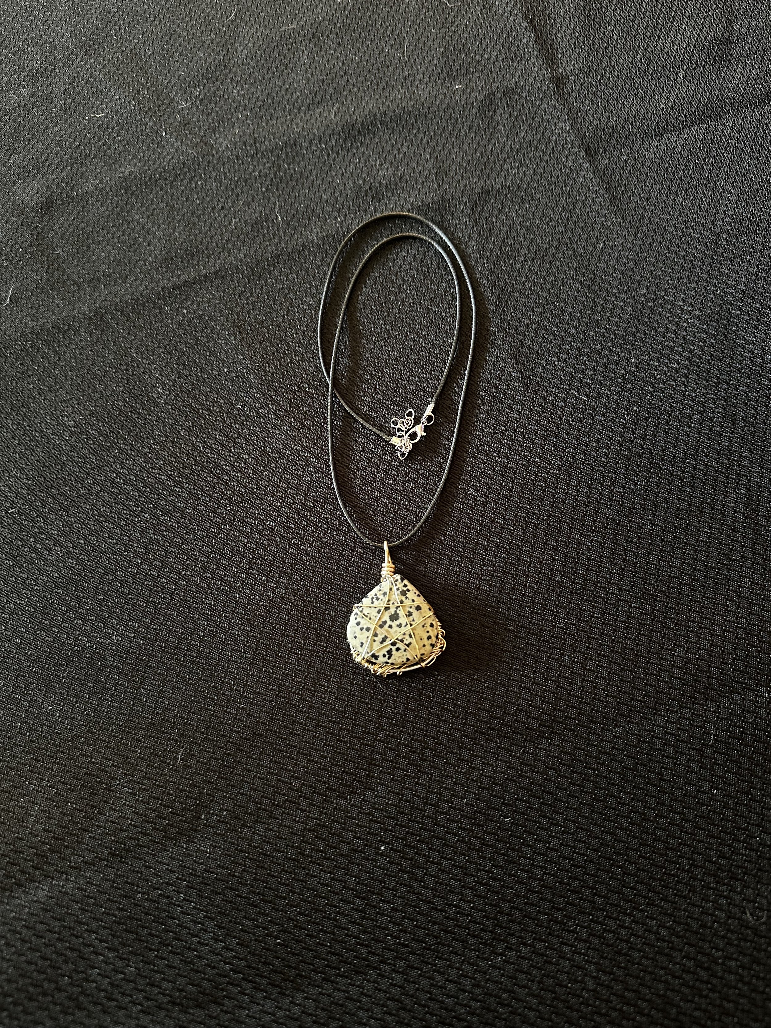 Wire wrapped Dalmatian Jasper necklace