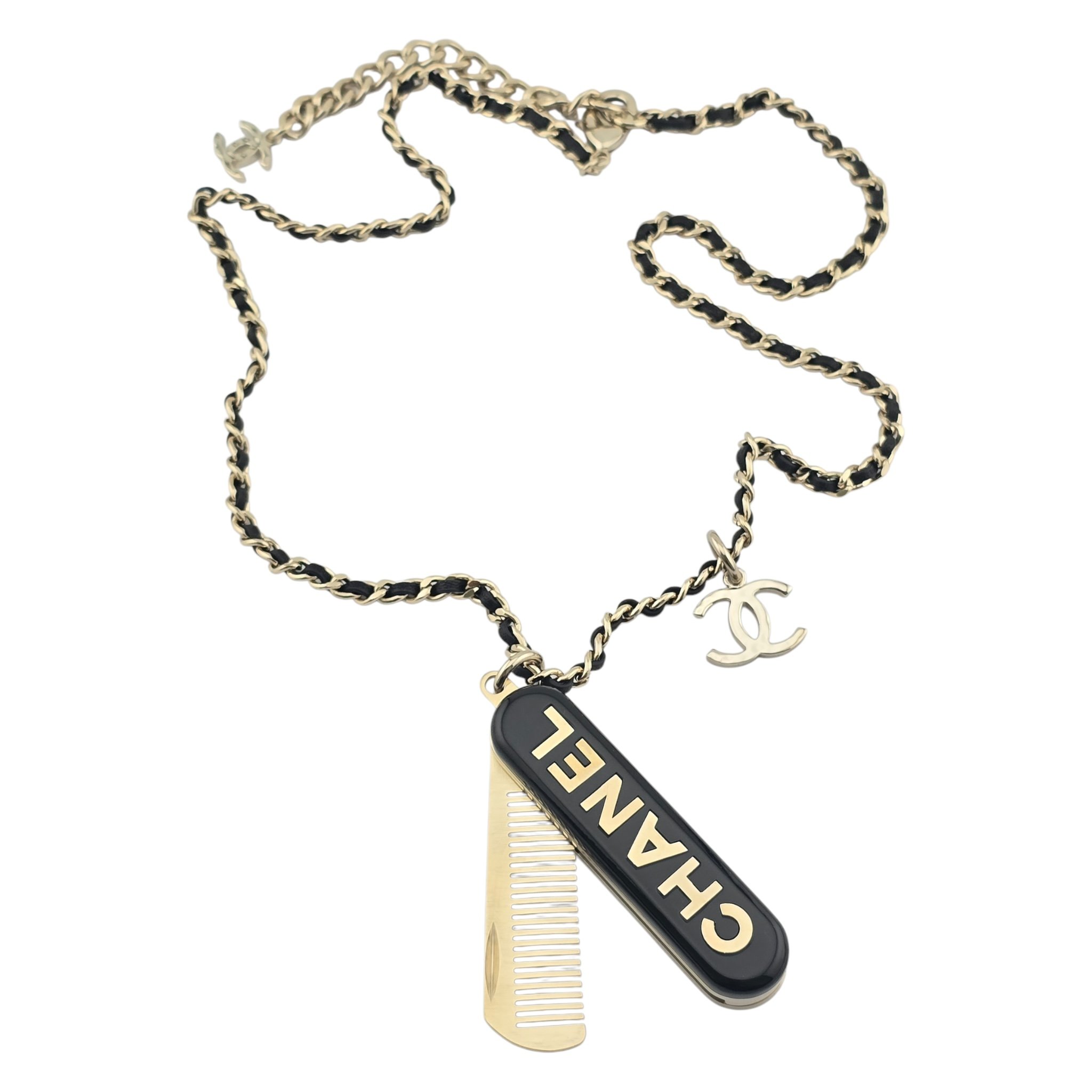Chanel Black Gold Comb Necklace 22-23FW
