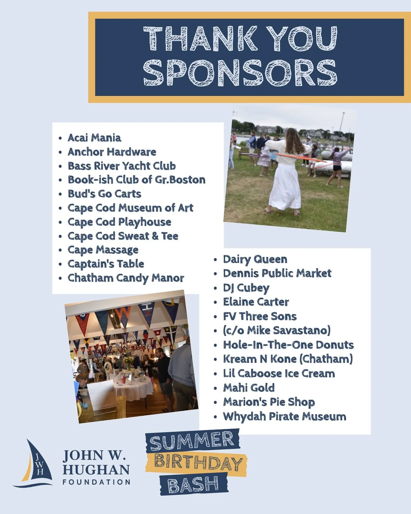 We would like to take a quick moment to thank all of the sponsors who donated to our recent fundraiser. We could not continue to do the work that we do without their support. Please be sure to visit our website to see more photos from the event and l