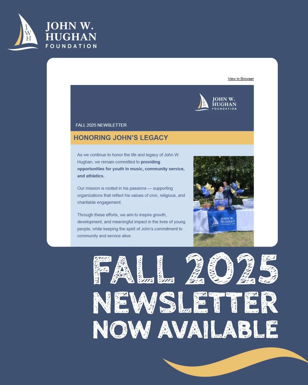 A quick look at what we have accomplished so far; always honoring John's legacy. See what we have been up to in the Fall 2025 Newsletter https://bit.ly/JWHFoundationNewsletter-Fall2025 
#jwhfoundation #workhardbekind