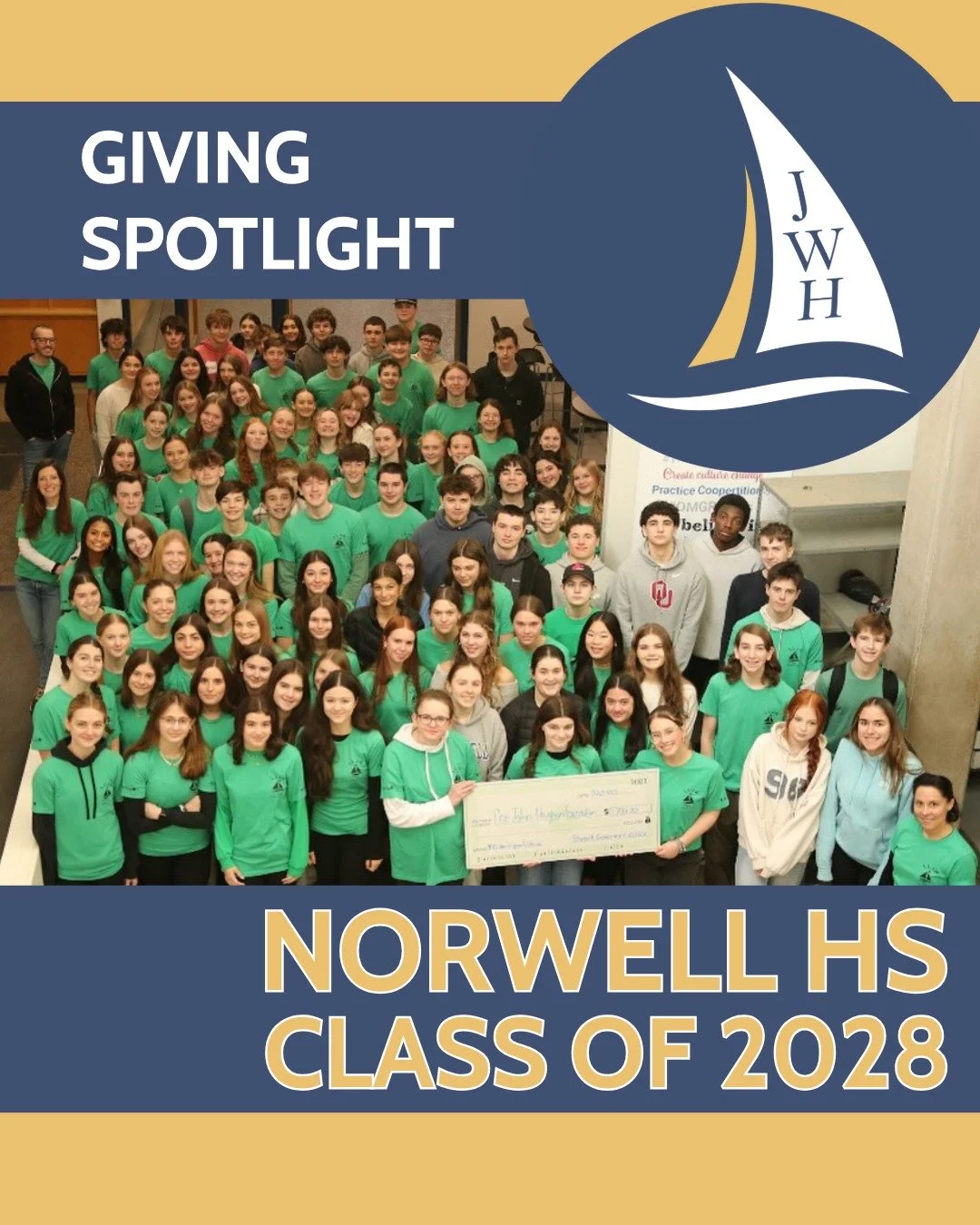 Thank you to the Norwell Class of 2028 for their continued support of the John W. Hughan Foundation. We are humbled by their generosity and appreciate that they continue to remember John. Through all class donation initiatives, individual classmate d