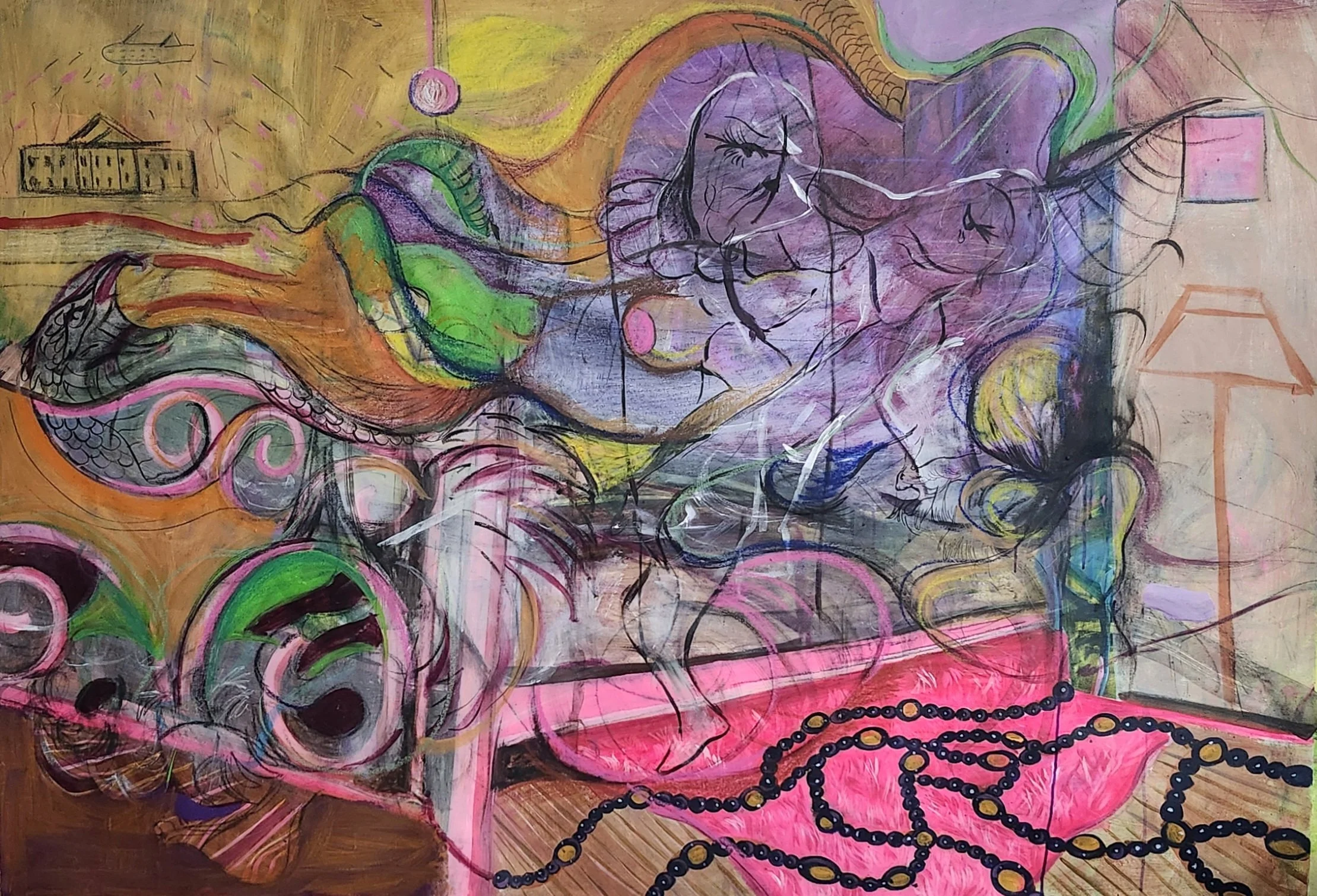 "I'm No Martyr"
48" x 66"
Oil, acrylic, charcoal and oil pastel on canvas
2025