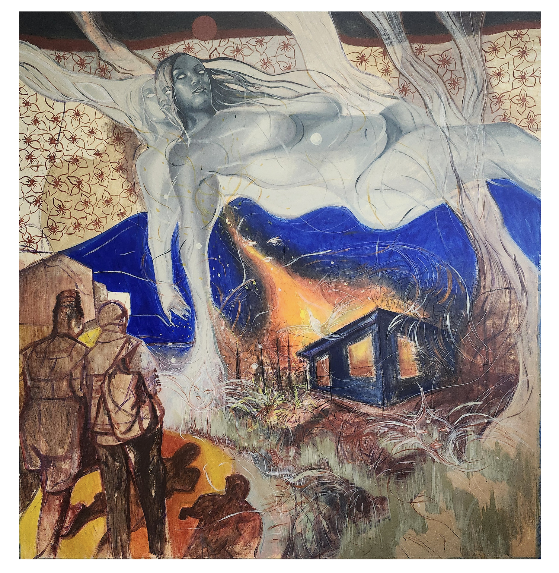 "Power Surge: With All Consideration"
66" x 70"
Acrylic and charcoal on canvas
2025