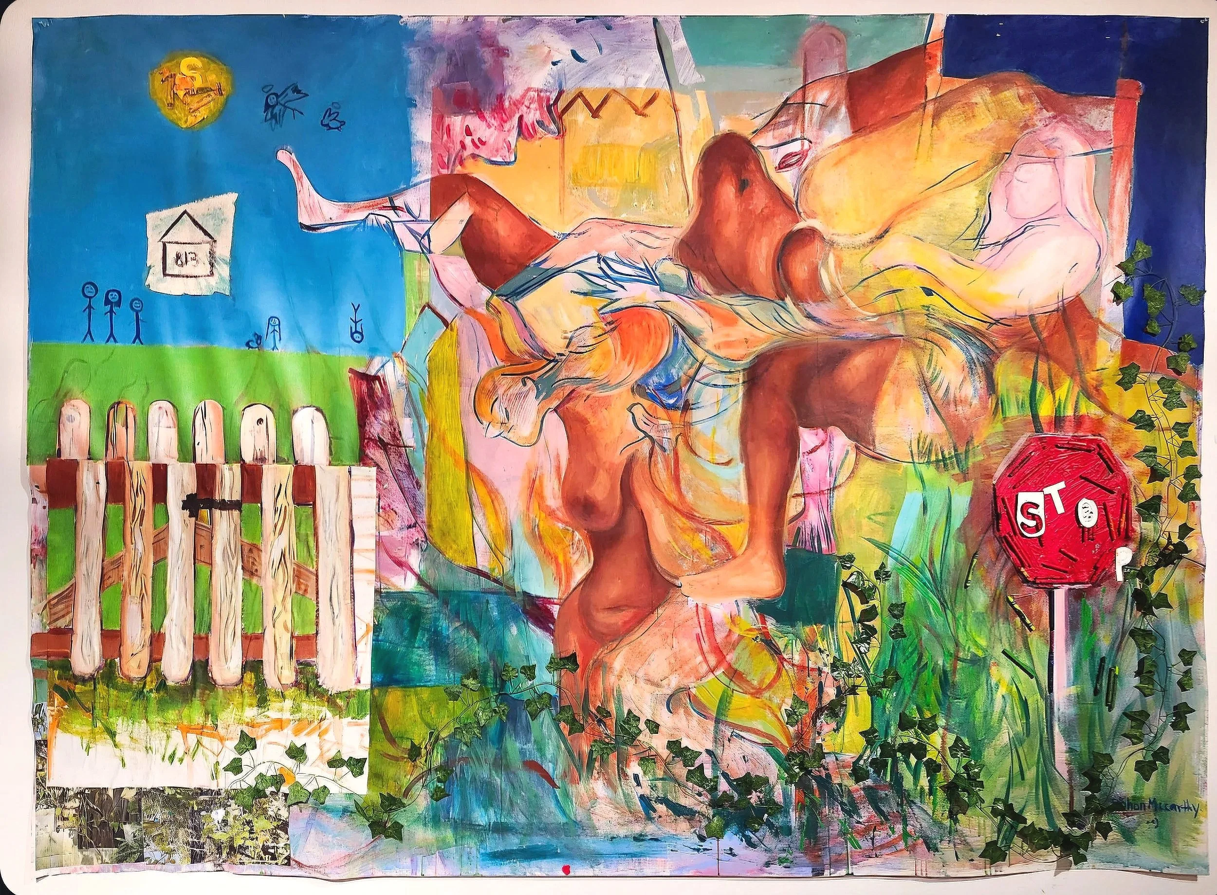 "You Know What You Need To Do"
Acrylic, oil, plastic, and paper on canvas
72" x 100"
2025