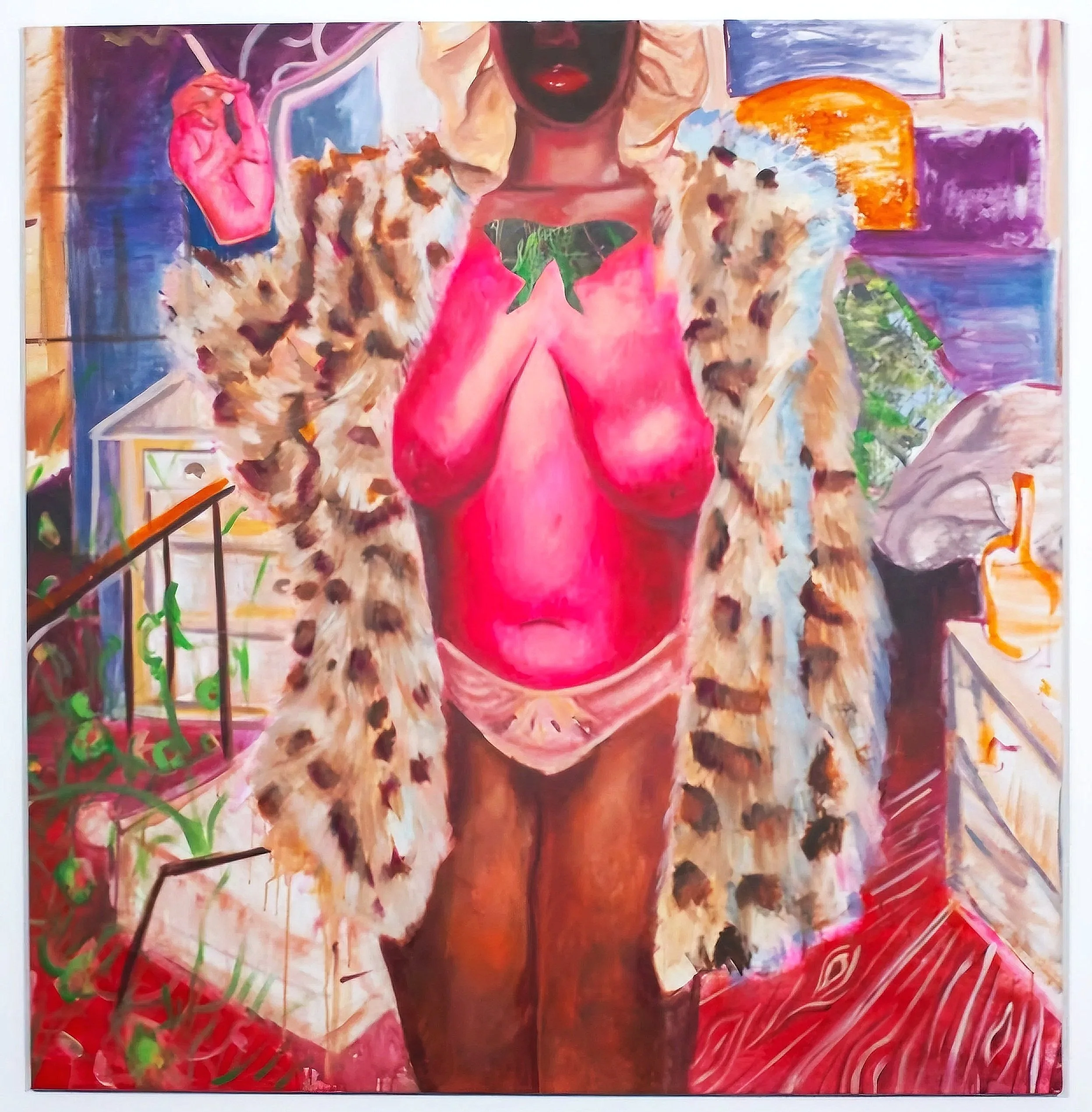 Only If It Hurts
52" x 54"
Acrylic and paper on canvas
2025