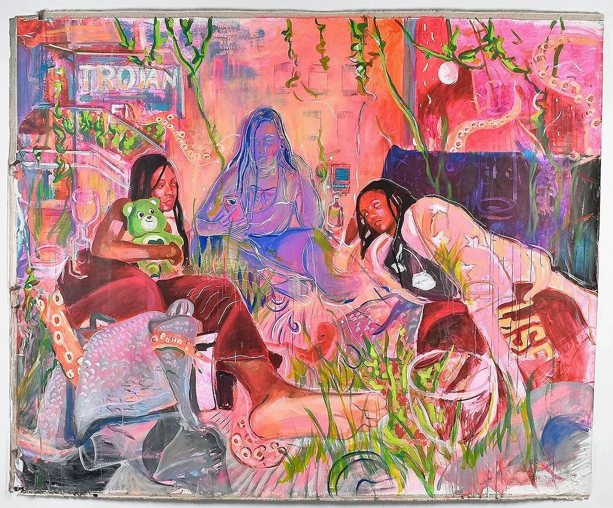 GIRLS MAKE ME SICK!
Oil and acrylic on linen
81" x 101"
2024