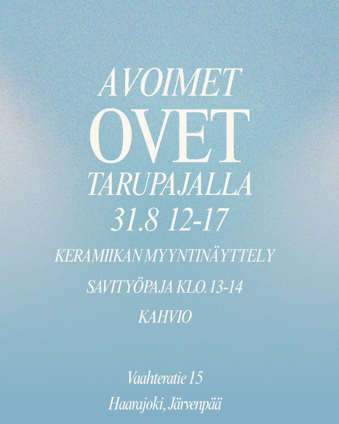 Tervetuloa tutustumaan Tarupajan toimintaan! www.tarupaja.com/tapahtumat