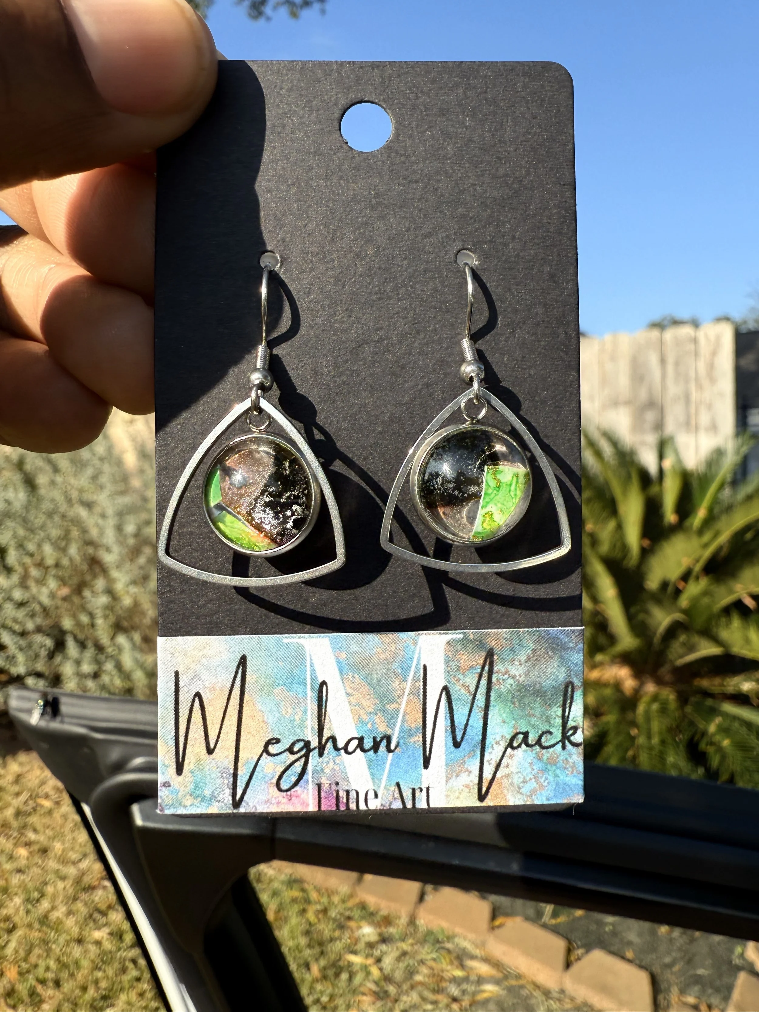 "Elphie"  |  Abstract Mixed Media Earrings  |  Handcrafted Statement Jewelry
