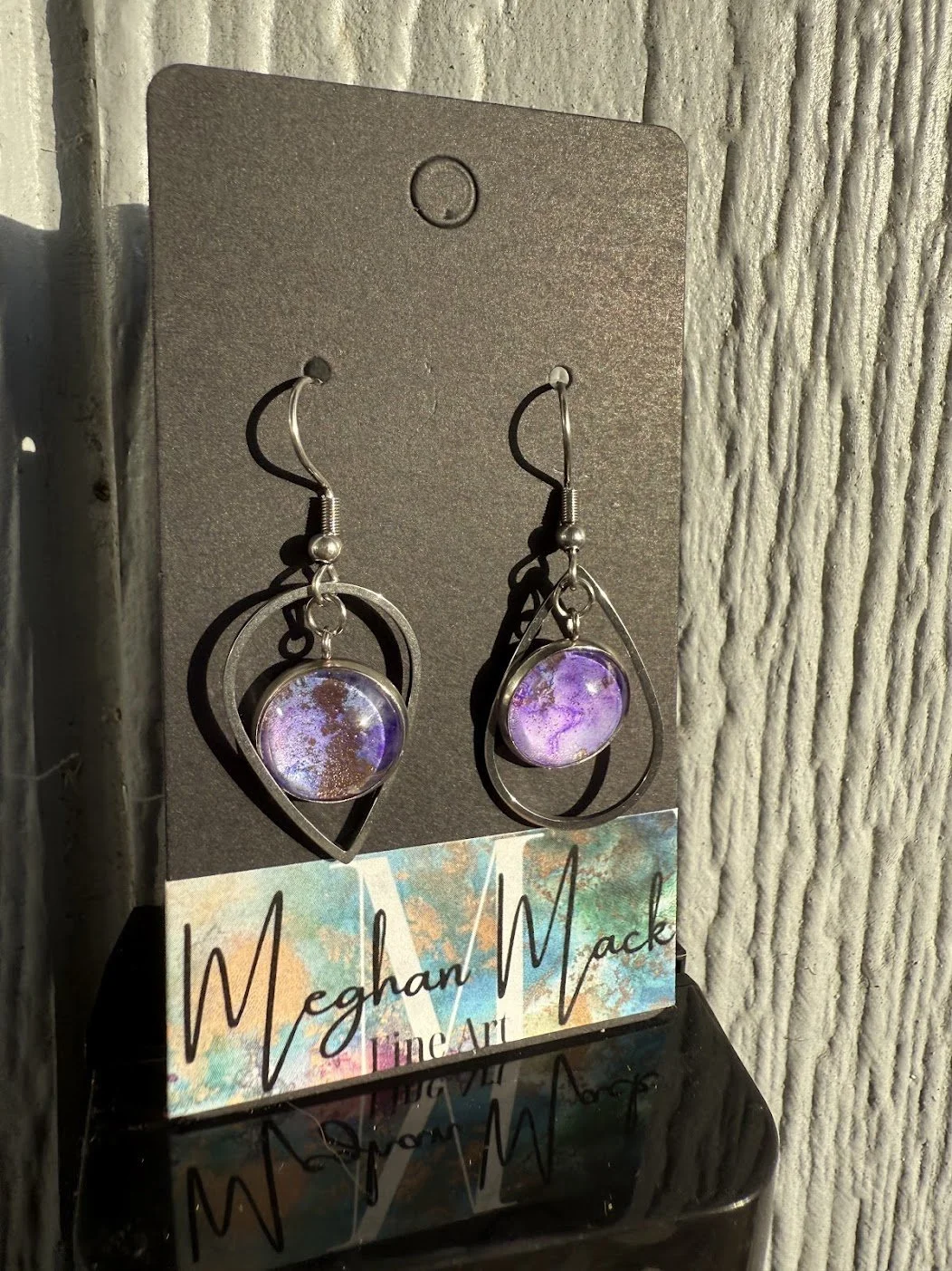 "Lav"  |  Abstract Mixed Media Earrings  |  Handcrafted Statement Jewelry