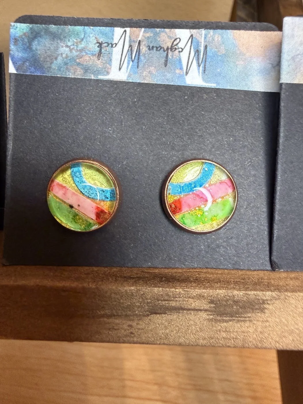 "Celeste"  |  Abstract Mixed Media Earrings  |  Handcrafted Statement Jewelry