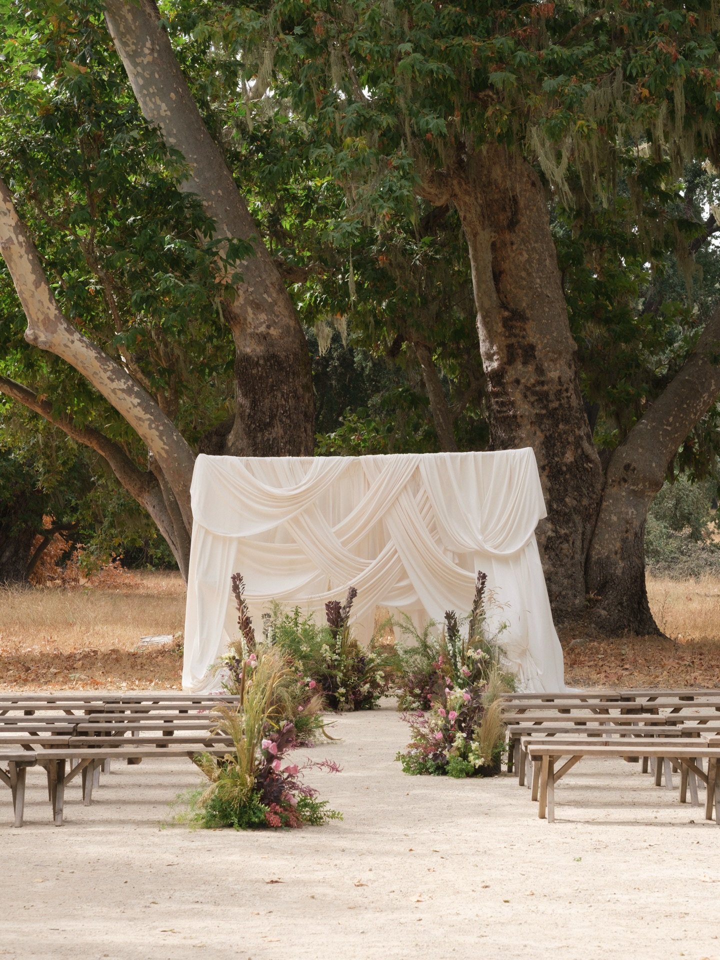 The romantic combination of soft, billowy draping &amp; wild, textured florals 🥀☁️🌾 

Photo @laurenmarie.photos 
Planning @emmylouevents_ 
Florals @jausofvern 
Draping @moonlight_eventdesign 
Venue @alisalranch 
Retreat host @wildandrooted.co