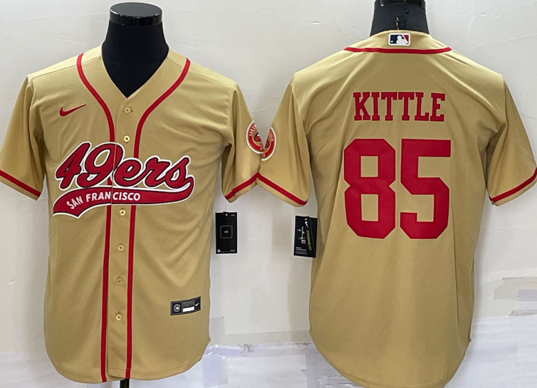San+Francisco+49ers+%2385+George+Kittle+Baseball+Jersey+Gold.png