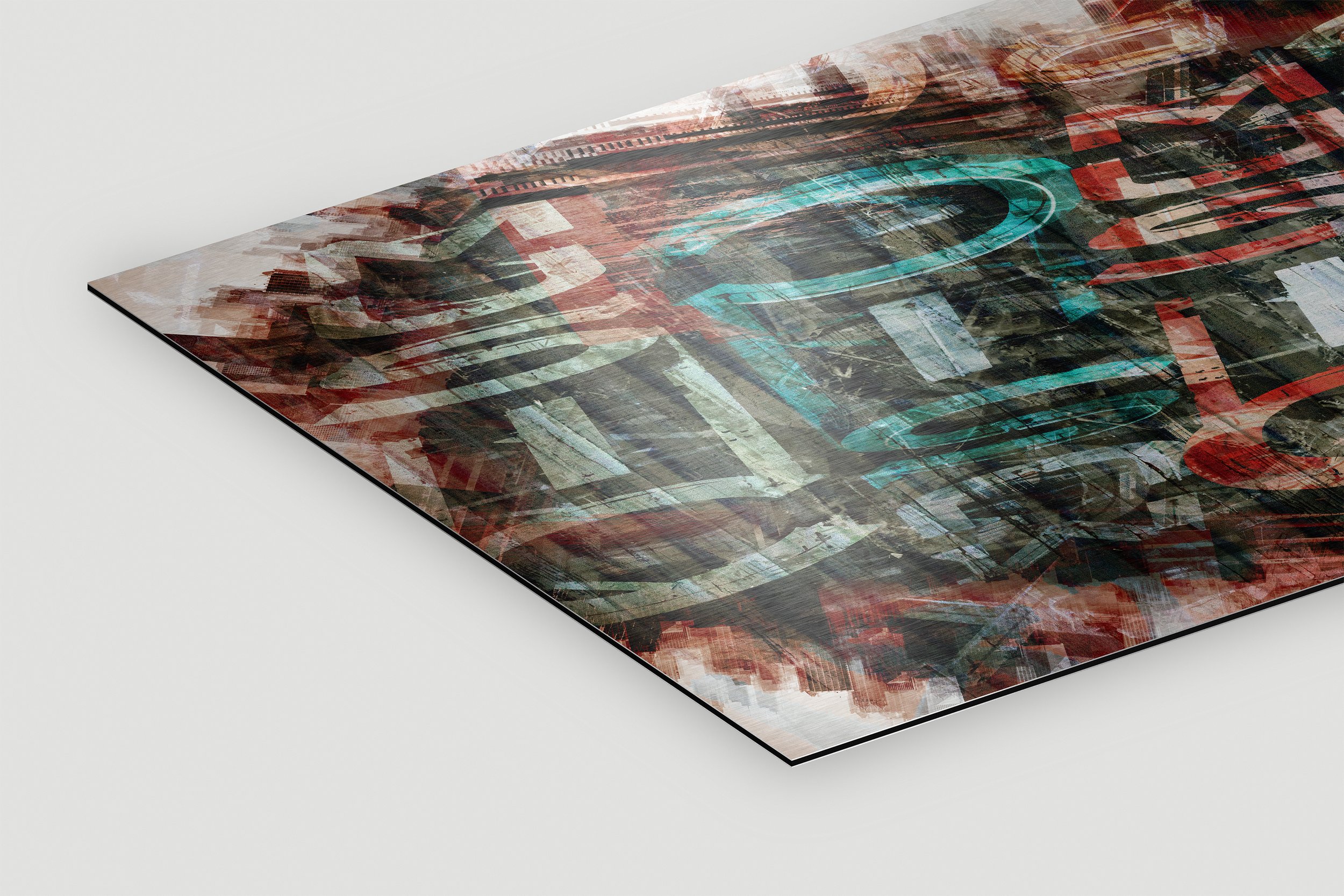 Breakthrough by Nick Haas, industrial-inspired artwork printed with eco solvent inks on brushed aluminum