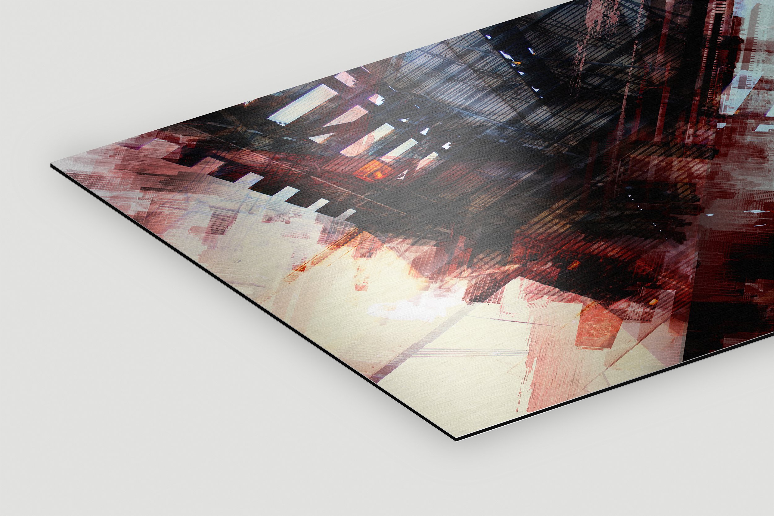 Cortex by Nick Haas, industrial-inspired artwork printed with eco solvent inks on brushed aluminum