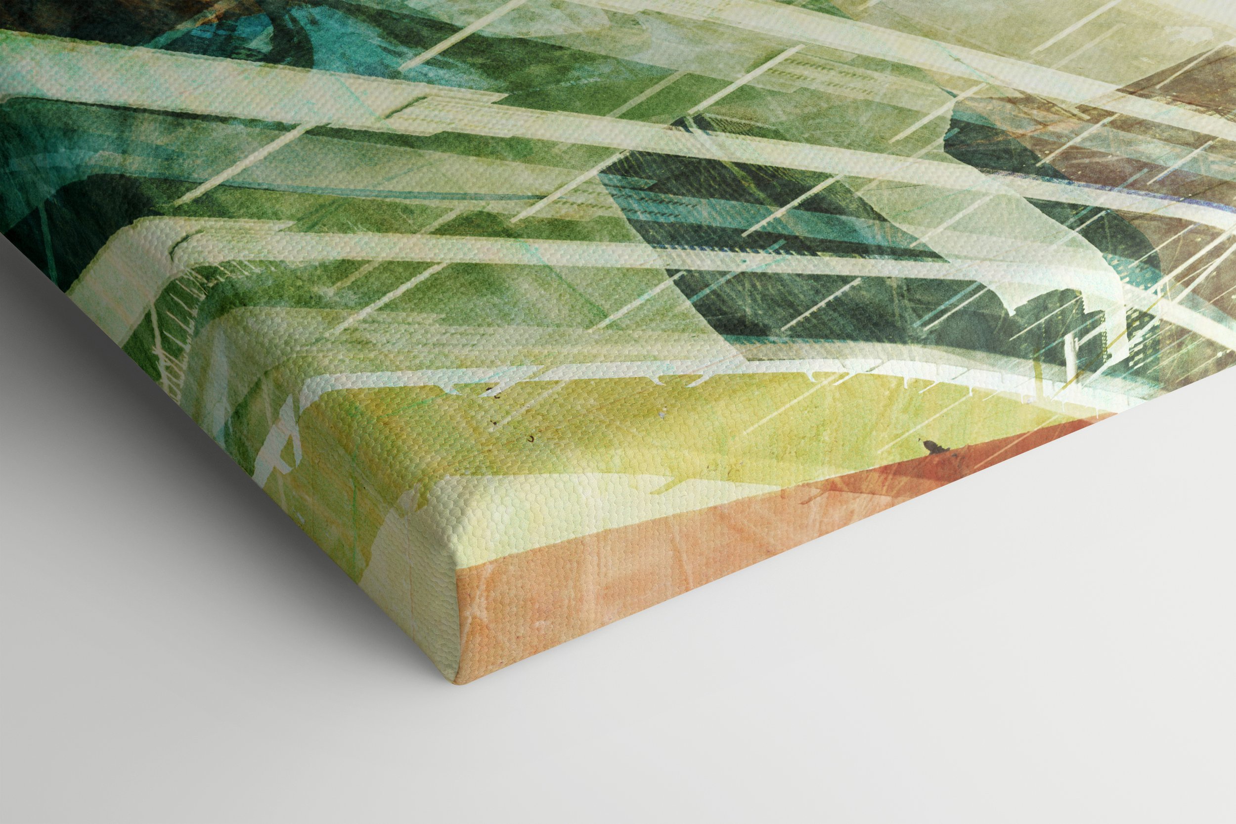 Downtown Dawn by Nick Haas, industrial-inspired artwork printed with eco solvent inks on canvas