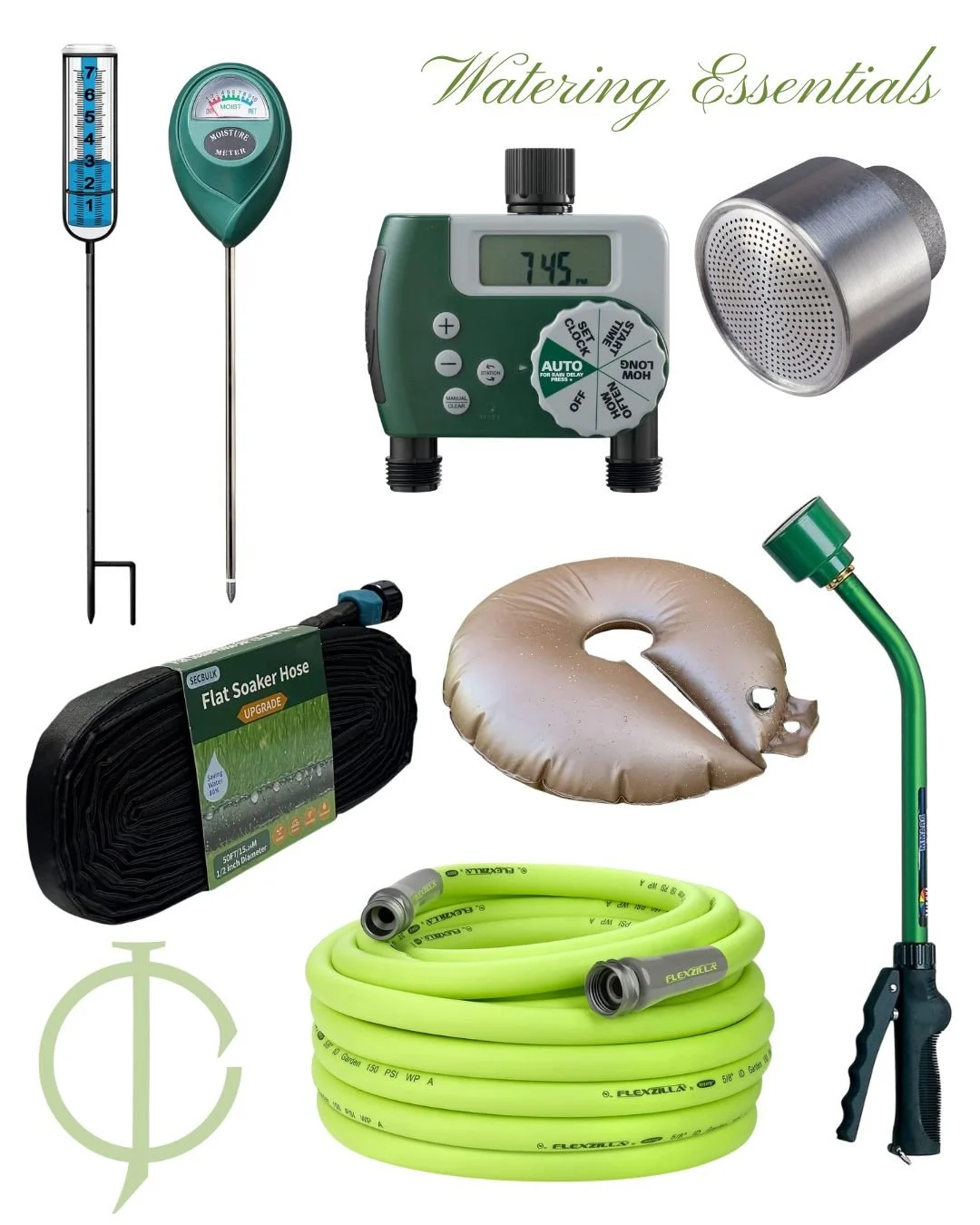 Watering Essentials to keep your garden green - hoses, moisture meter, watering cans, watering bags and more.