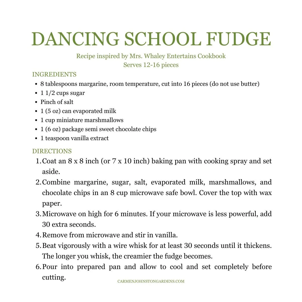 Dancing School Fudge Recipe