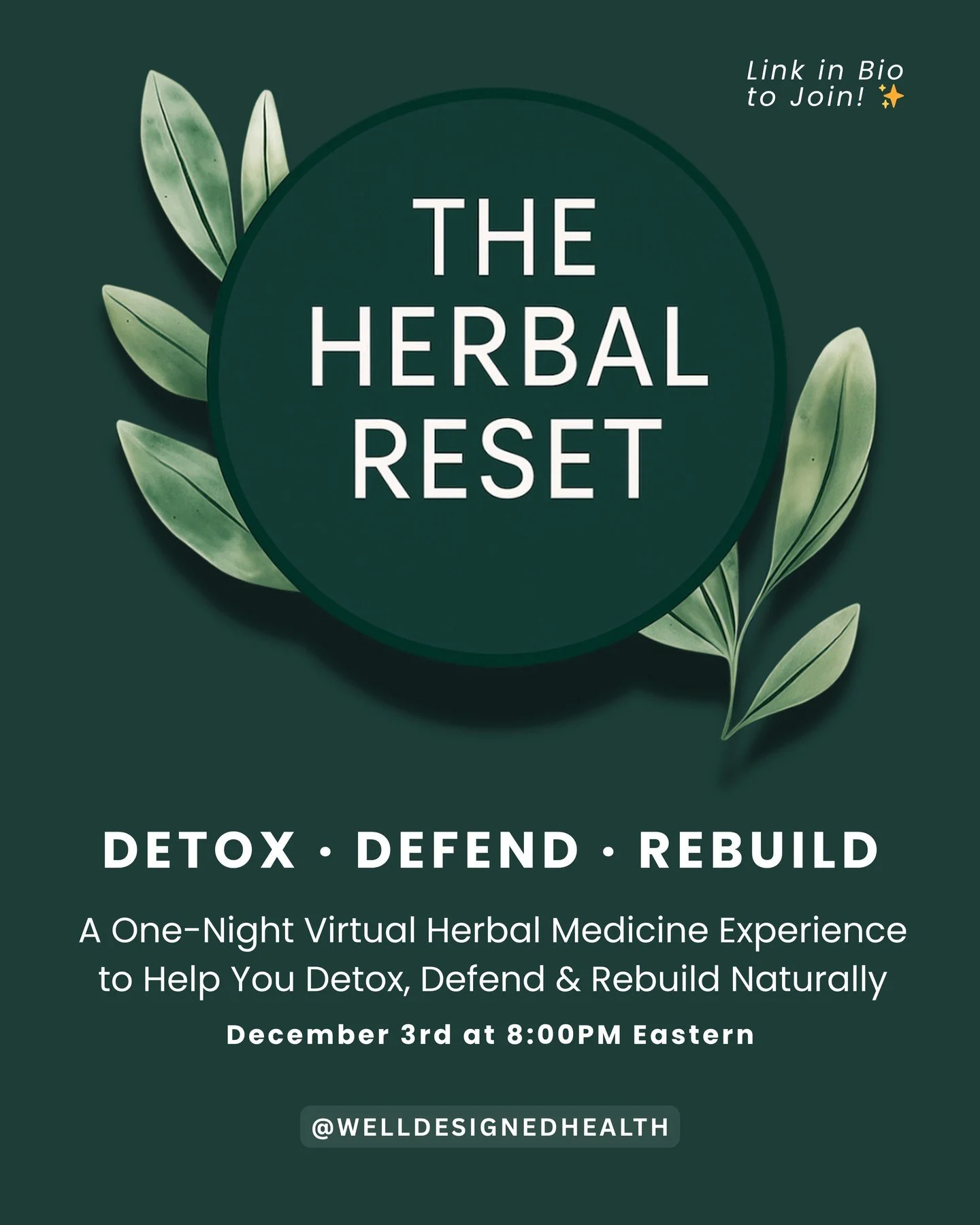 THE HERBAL RESET 🌿✨
Feeling bloated, foggy, wired-but-tired, or just off lately?
Your body might be asking for a reset &mdash; the natural way.

Join me for The Herbal Reset, a one-night virtual class where you&rsquo;ll learn how to use herbal medic