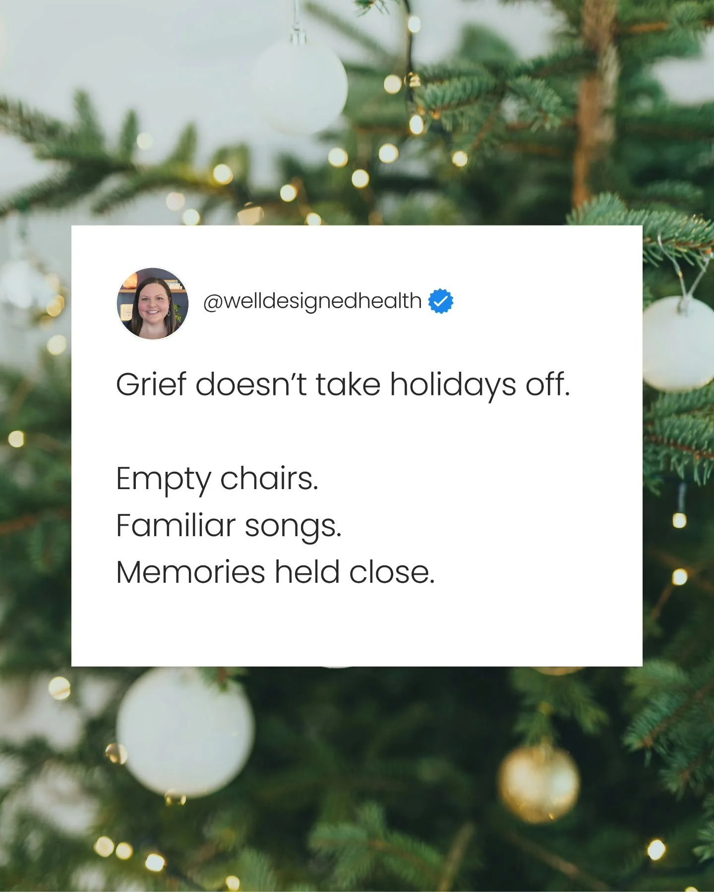 Grief has a way of living in the body, especially during the holidays. Fatigue, restless sleep, and a quiet heaviness are common responses to loss&mdash;not signs of weakness.

Alongside the ache, there can also be moments of treasuring the memories 