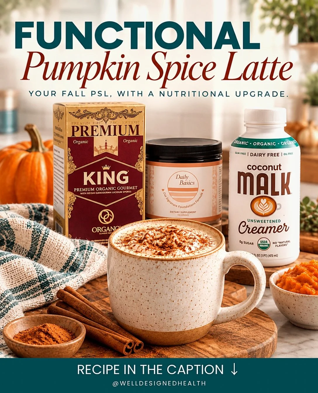 🎃☕️ Functional Pumpkin Spice Latte | Your Fall PSL, Nutritionally Upgraded

Your favorite fall PSL just got a nutritional upgrade. 🍂

I love a good pumpkin spice latte, but I wanted one made with simple ingredients, real pumpkin, just enough sweetn
