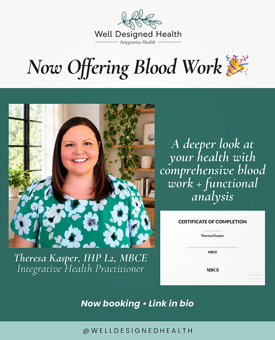 🎉 BIG NEWS at Well Designed Health!

I&rsquo;m officially offering comprehensive blood work + functional analysis!

I recently completed my advanced blood work course under @emilymorrow, earning my MBCE certification and expanding the way I can supp