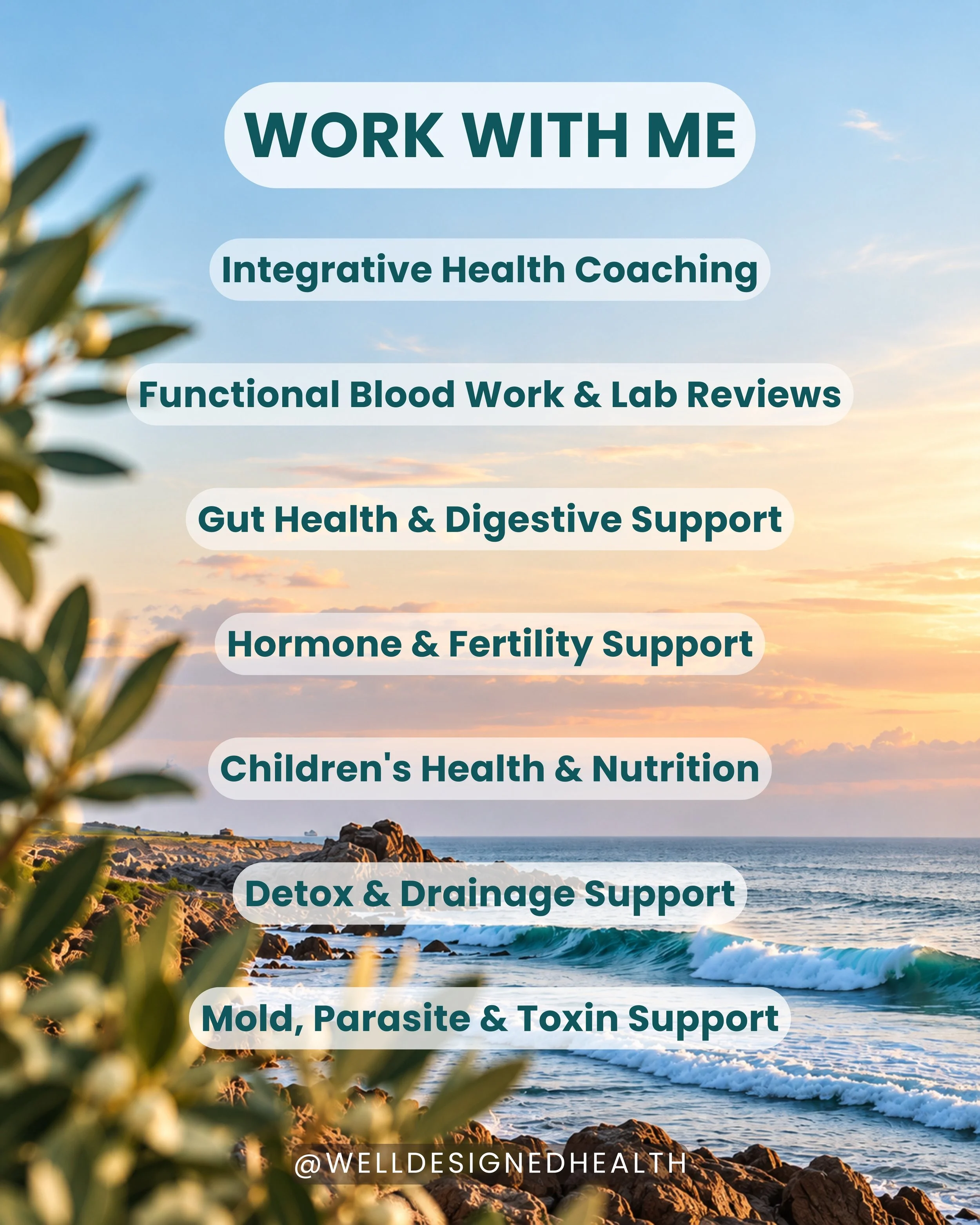 🌿 NEW HERE? LET'S GET ACQUAINTED!

I'm Theresa, an Integrative Health Practitioner and founder of Well Designed Health! 🩵

I believe feeling your best starts with understanding what's happening beneath the surface. My personalized, root-cause appro