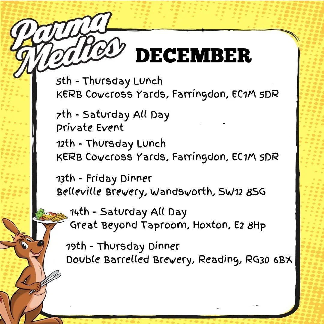 We&rsquo;re going into December and things are starting to slow down as it gets colder. Just 6 events this month and then we take a well earned break for Christmas. 

Just 2 more chances to catch us at Farringdon - we&rsquo;re there on Thursday 5th a