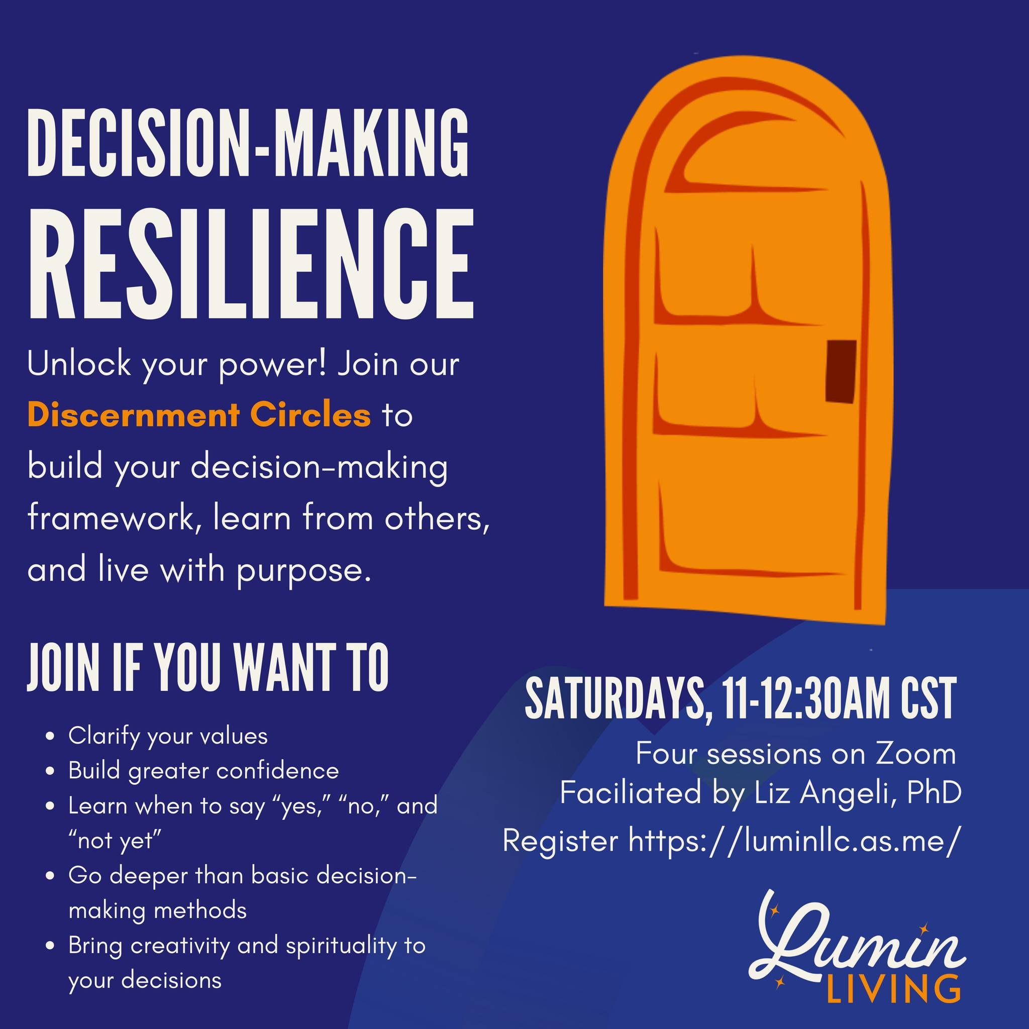 Re-vamp your decision-making skills in 2025. Join a Discernment Circle starting Saturday, January 18!

🔥What are Discernment Circles?🔥
A group of 5 people who are looking to integrate their whole selves -- mind, body, spirit, soul -- into their dec