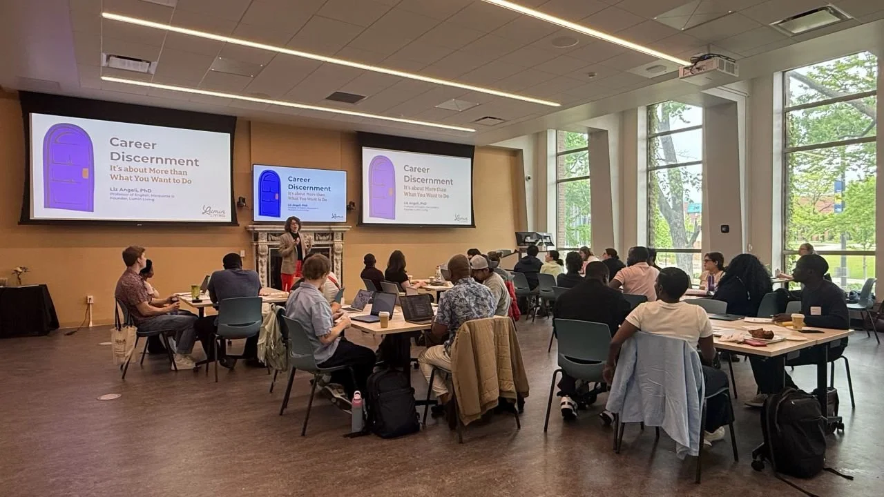 Liz leads a Career Discernment workshop during Career Bootcamp. Photo credit: Scott D'Urso.