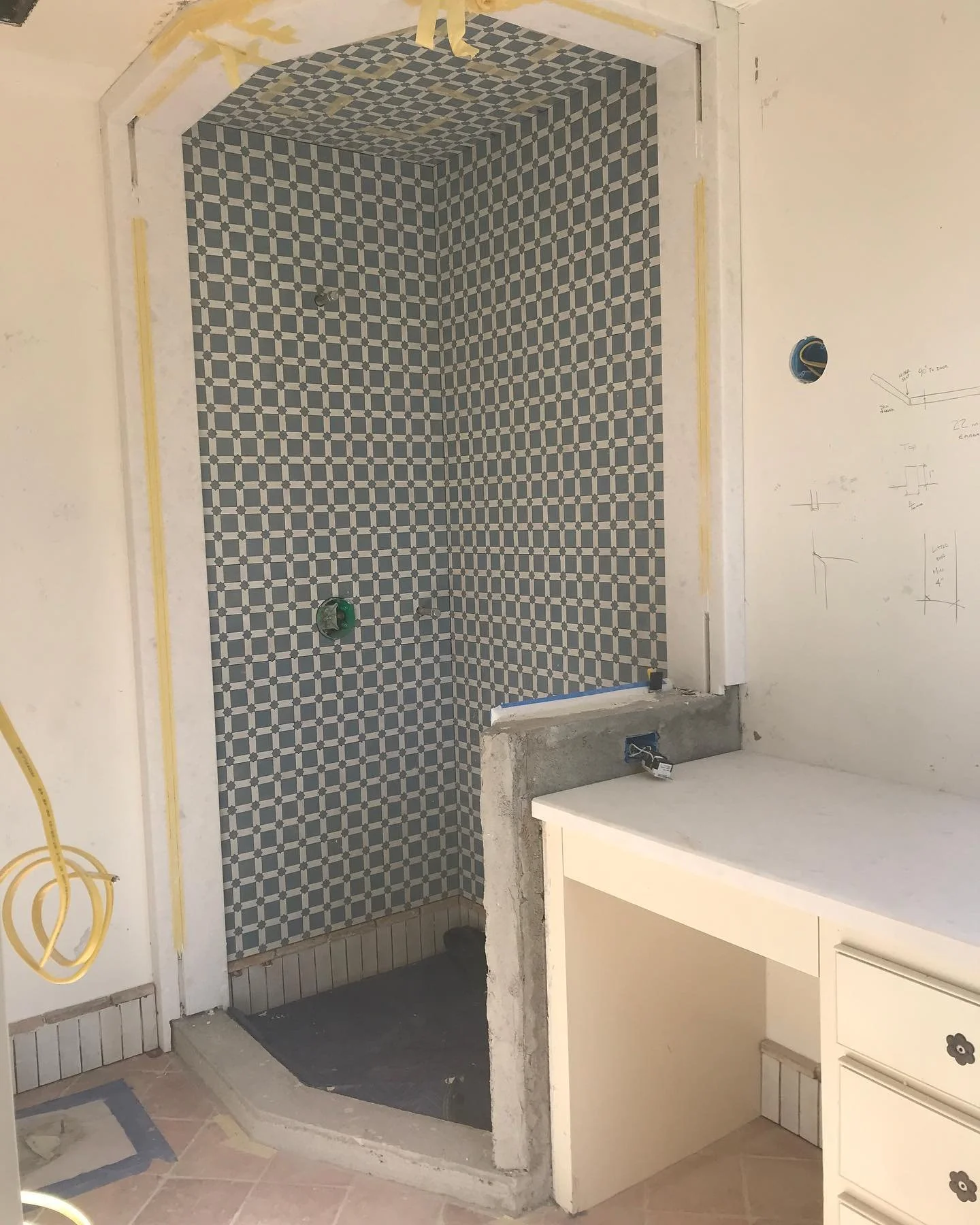More tiles in this bathroom remodel  @tilesofezra #morracan