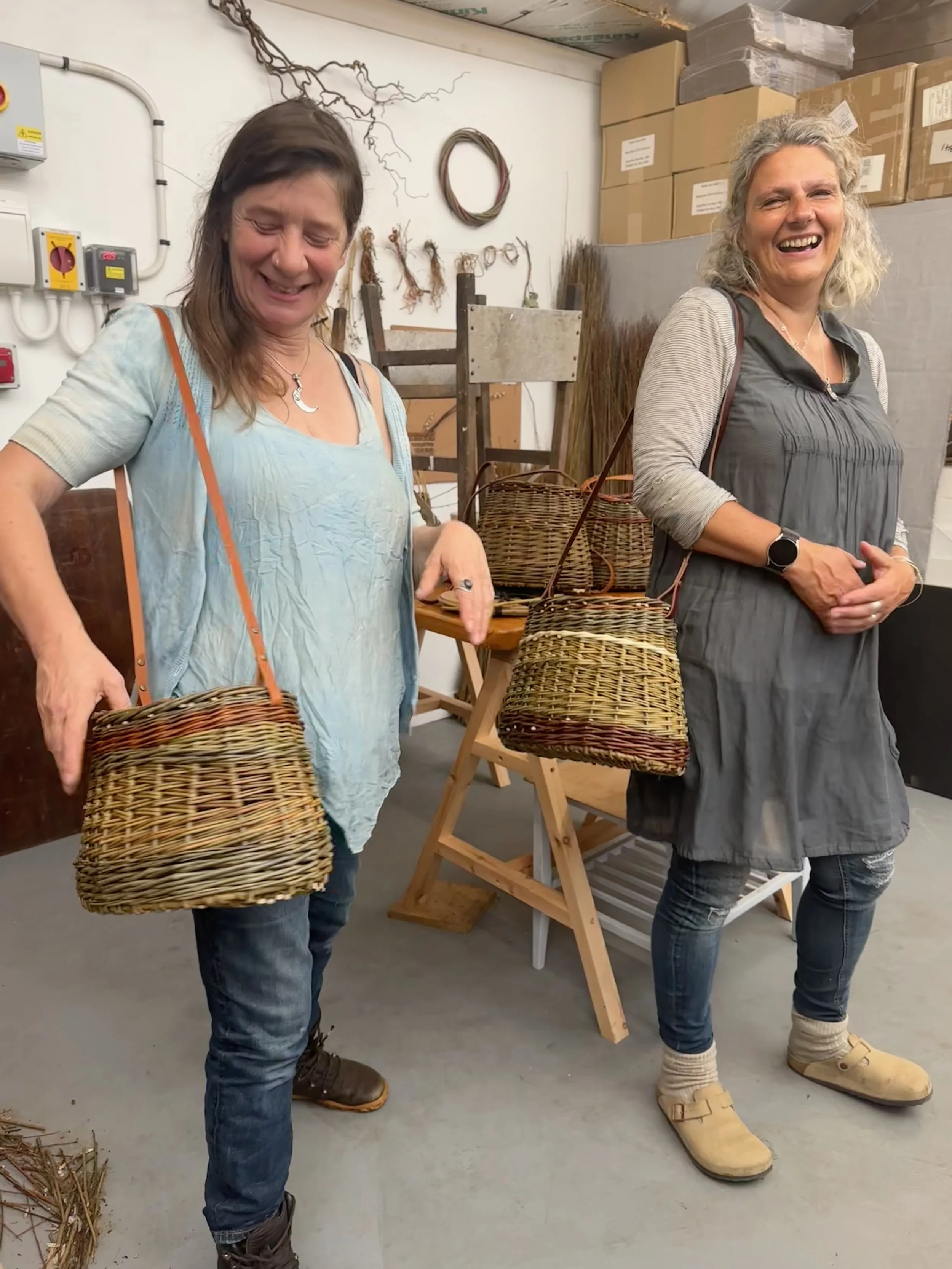 happy students with their willow handbags