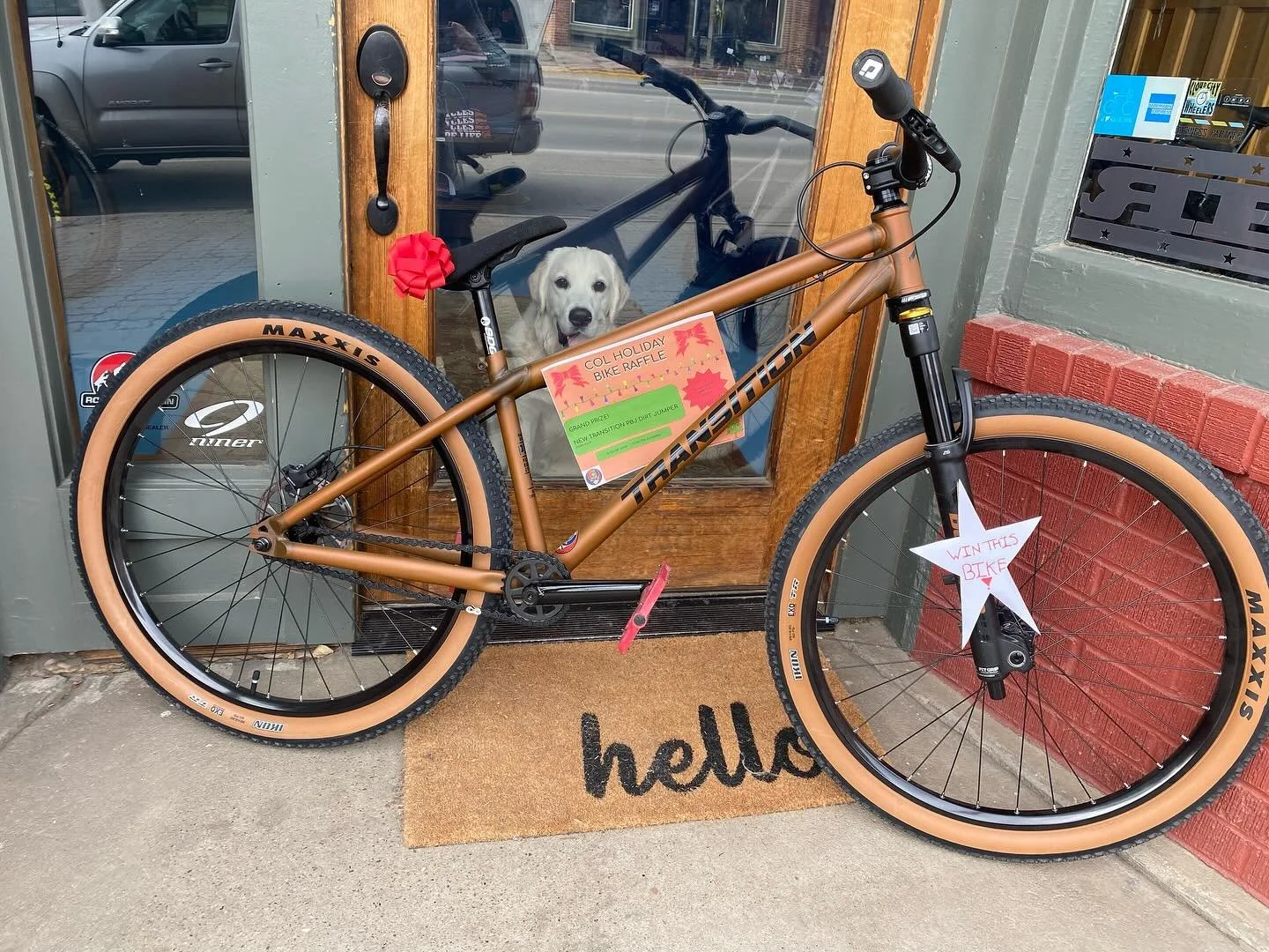 Spend $100 today and get entered to win the bike tonight! Good luck and Merry Christmas!!