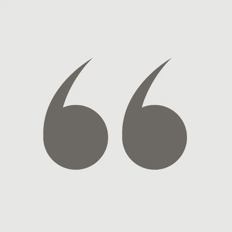 Gray quotation marks on a light gray background.