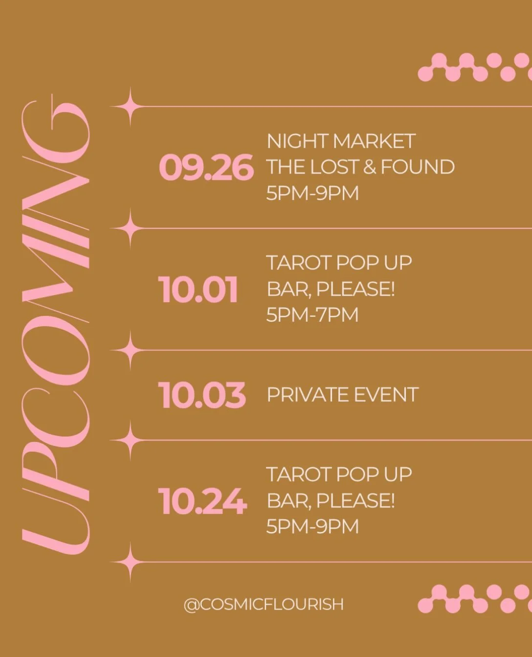 Hi! We&rsquo;re still here, even though we&rsquo;ve been quiet. We have some events coming up and would love to see your faces! 🫶🏽