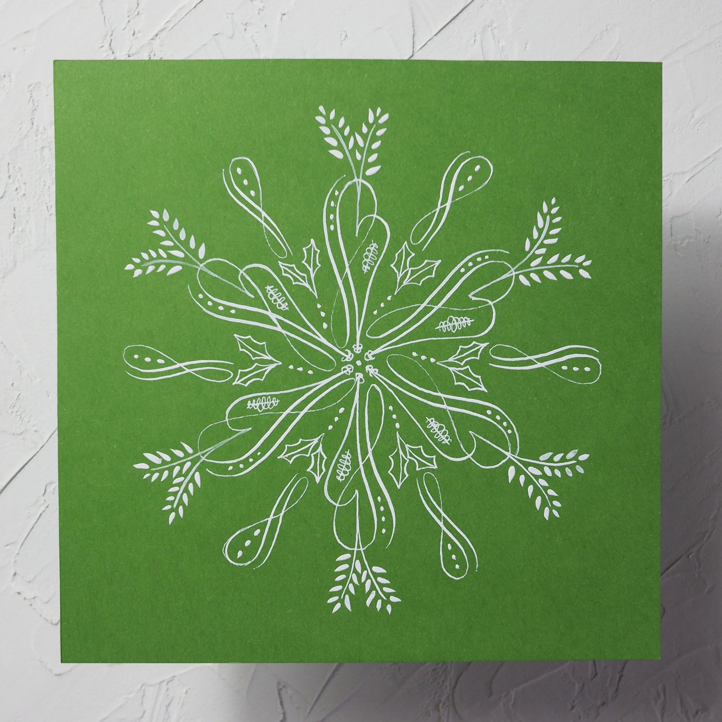 Bright Green Snowflake Original Calligraphic Snowflake Art Calligraphy Boise Idaho Calligrapher Gift Holiday Artwork 01.jpg