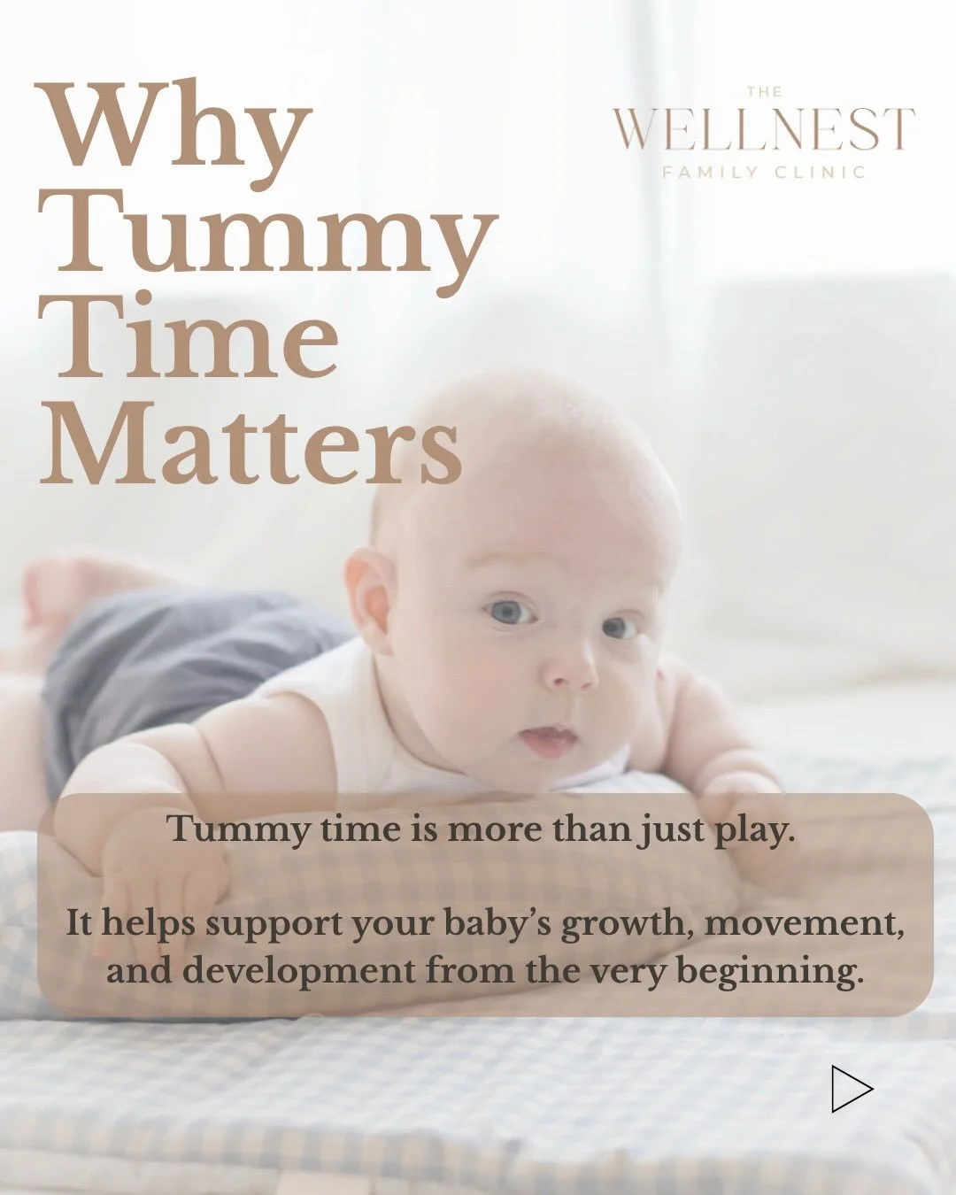 Tummy time is about so much more than helping your baby avoid a flat spot on their head.

These short moments spent on their tummy help build the strength, coordination, and motor skills needed for important milestones like rolling, sitting, crawling