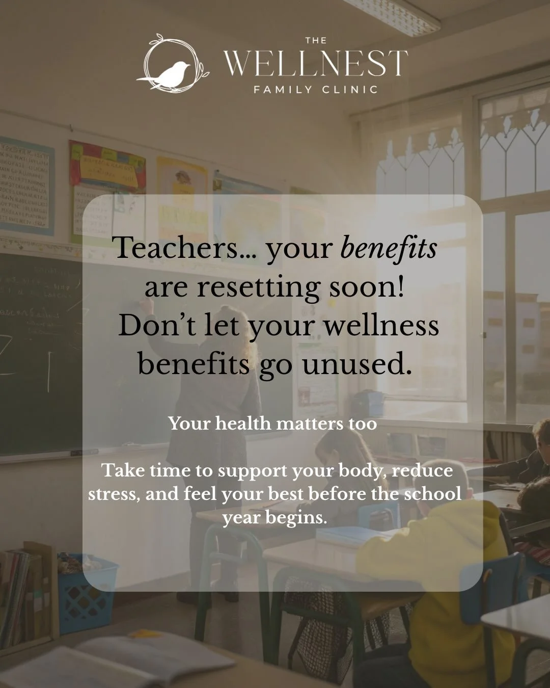 Teachers, this one&rsquo;s for you! 🍎 ✏️ 

Before your benefits reset, take a moment to check whats covered and make the most of your remaining benefits! 

From Chiropractor, physiotherapy, osteopathy, pelvic floor physiotherapy, counselling, acupun