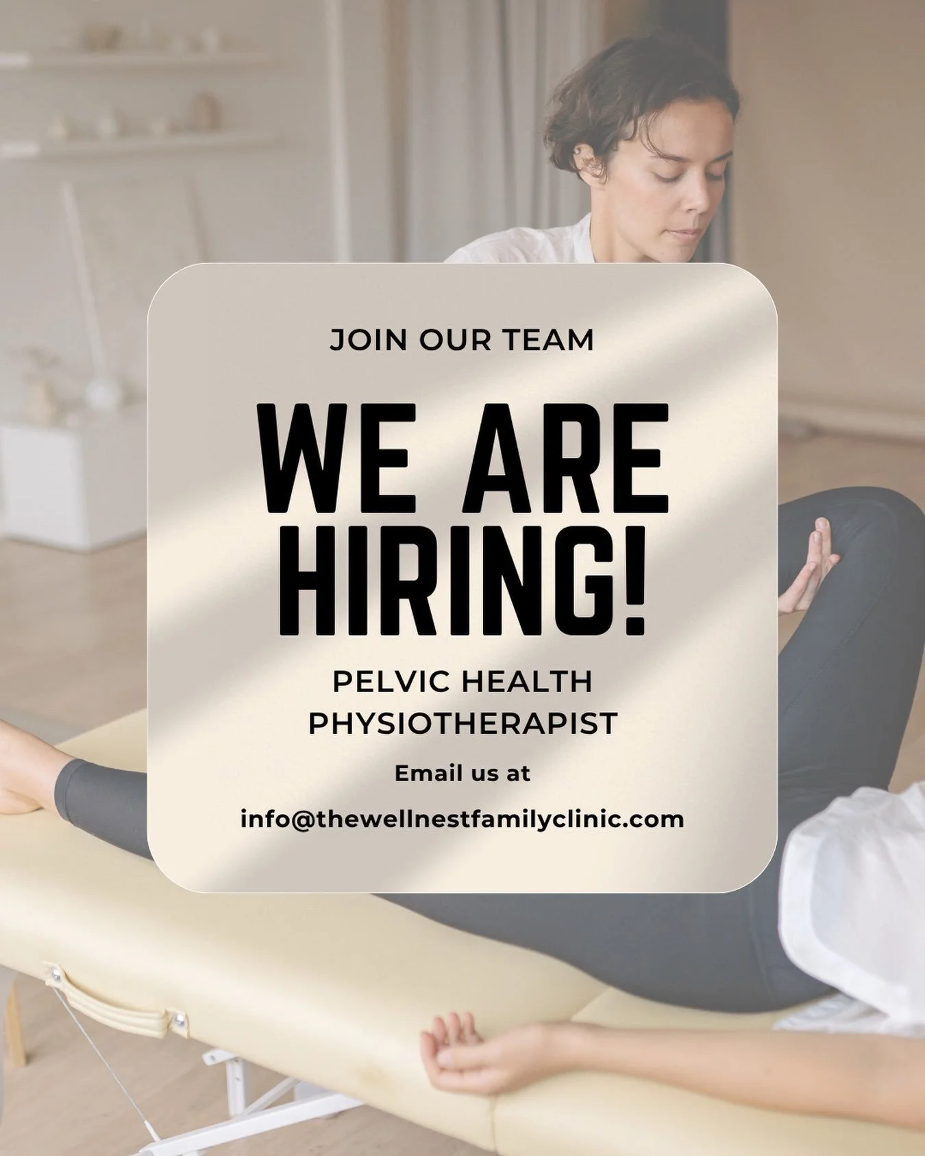 ✨ We&rsquo;re Hiring! ✨

The Wellnest Family Clinic is growing, and we&rsquo;re looking for Physiotherapists &amp; Pelvic Health Physiotherapists to join our team! 🤍

We&rsquo;re looking for dedicated practitioners who want to make a meaningful impa